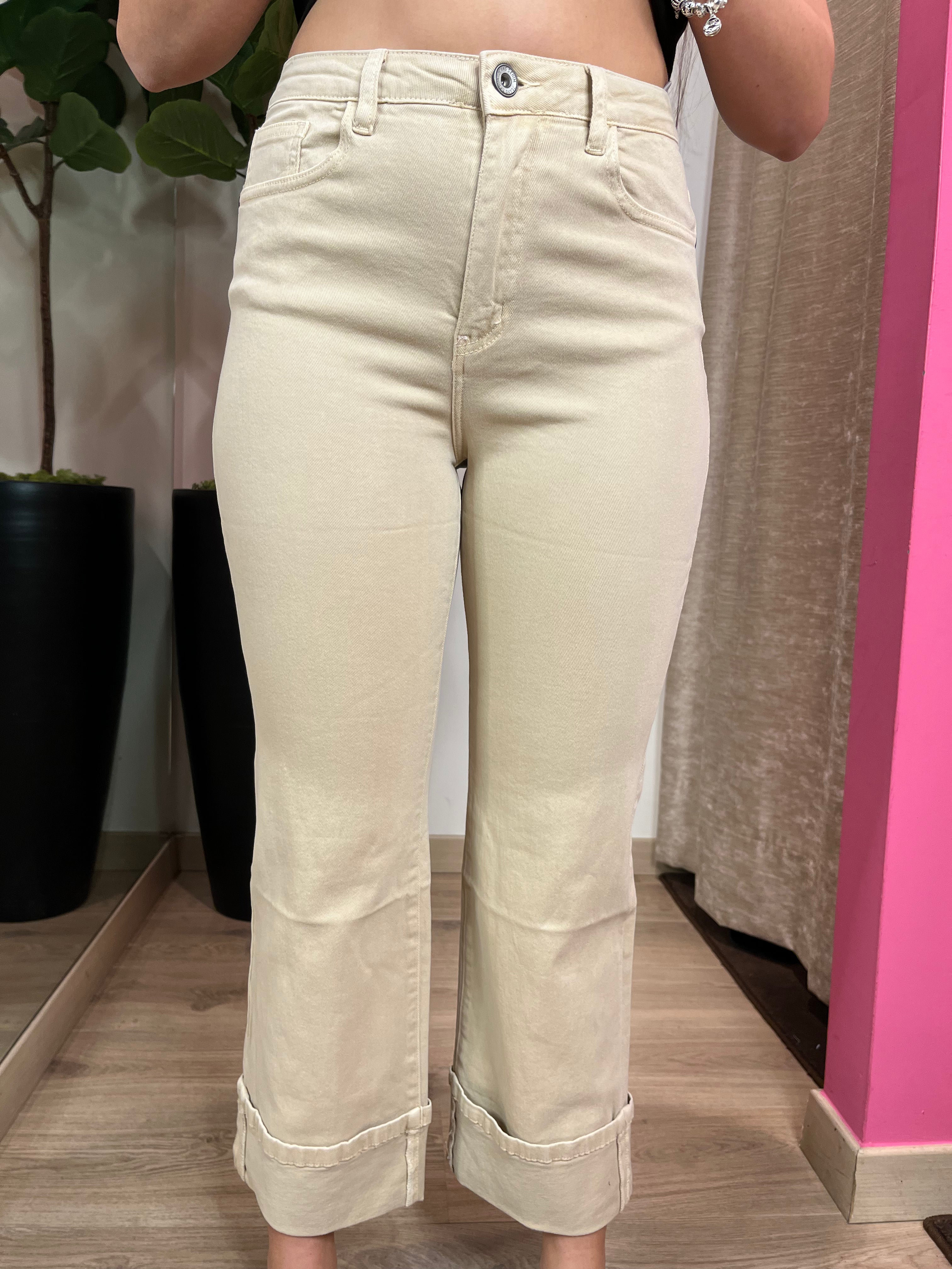 Pantalone con rovescia crop