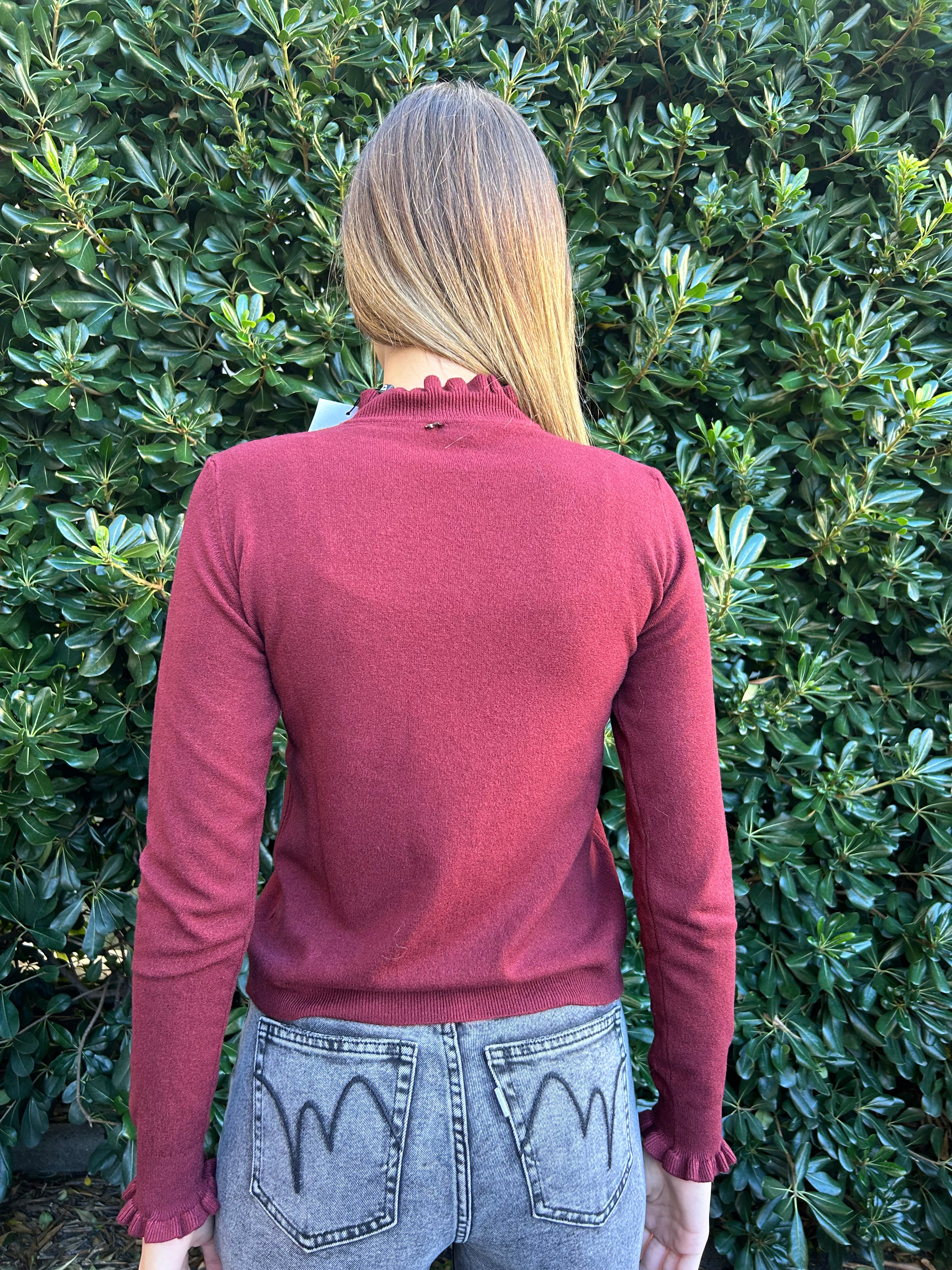 Maglia maniche lunghe con bordi plissettati