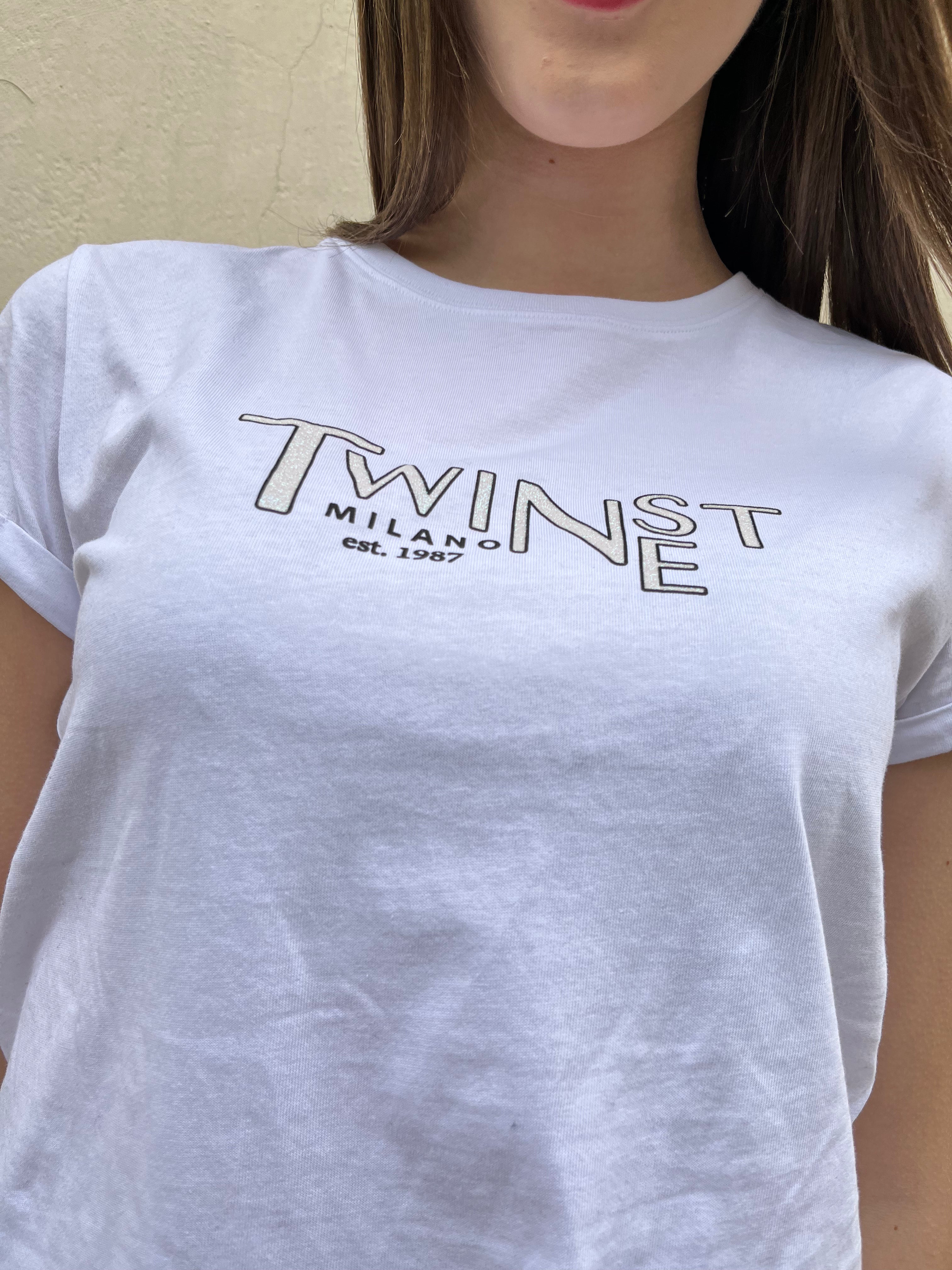 T-shirt stampa Twinset glitter