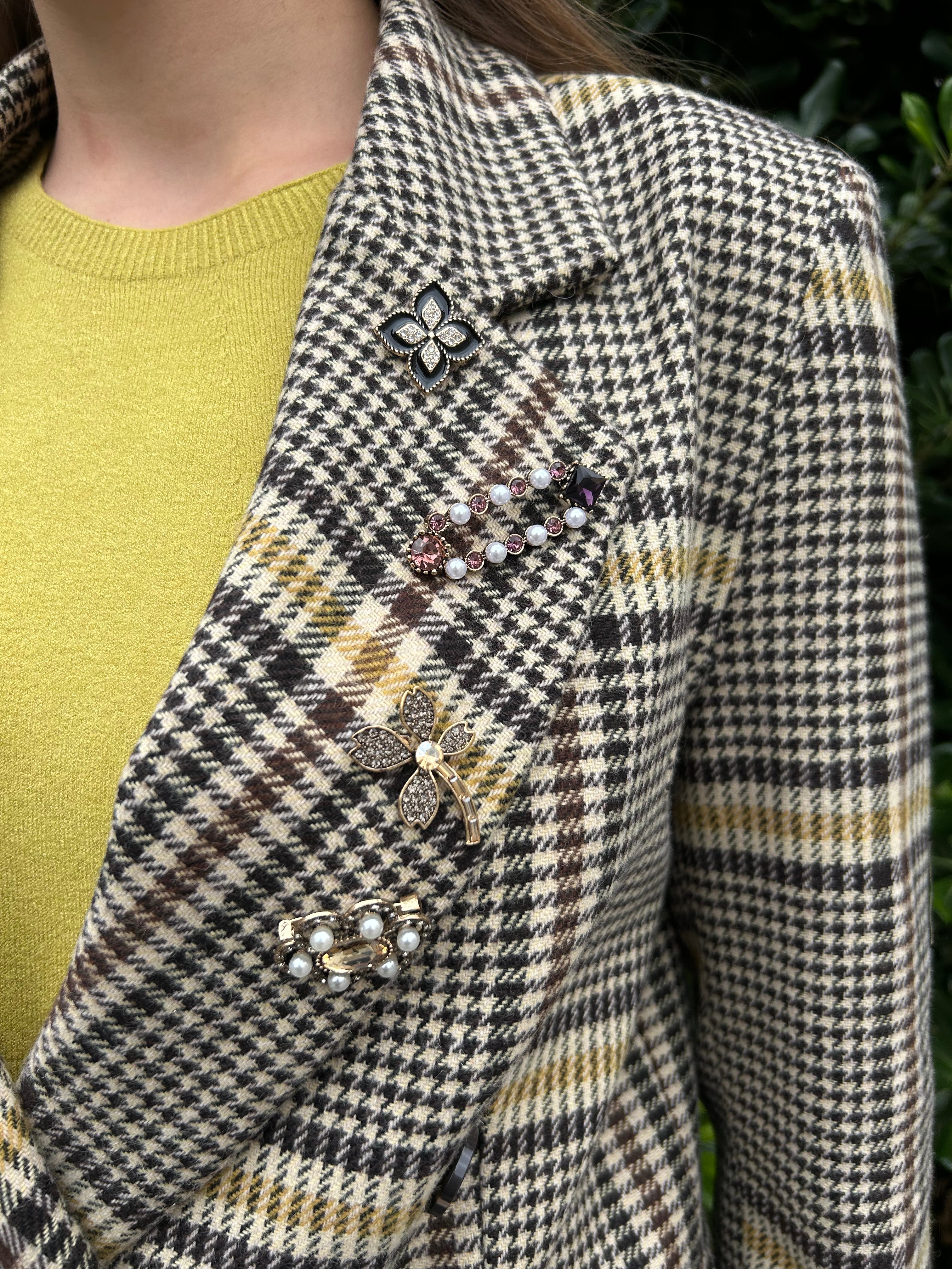 Giacca doppiopetto a quadri gialla