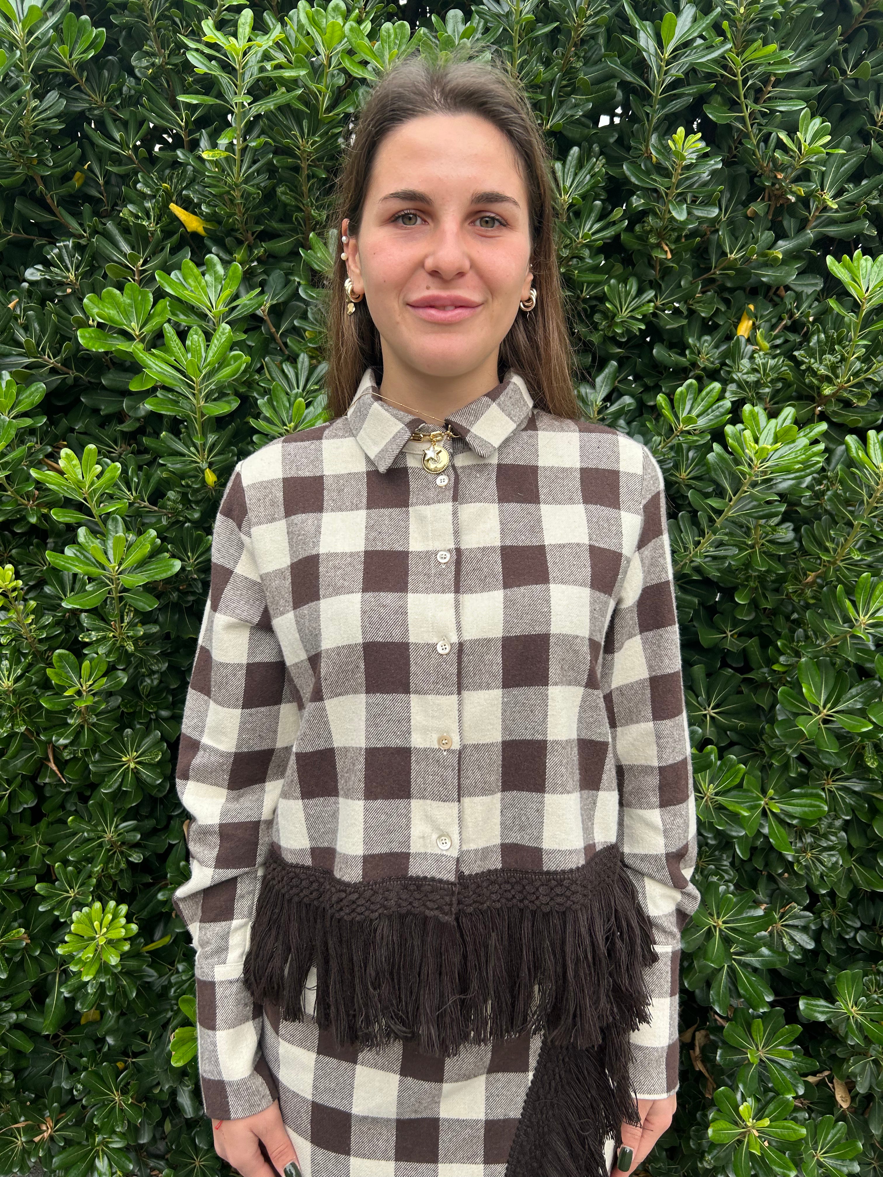 Camicia check con frange sul fondo