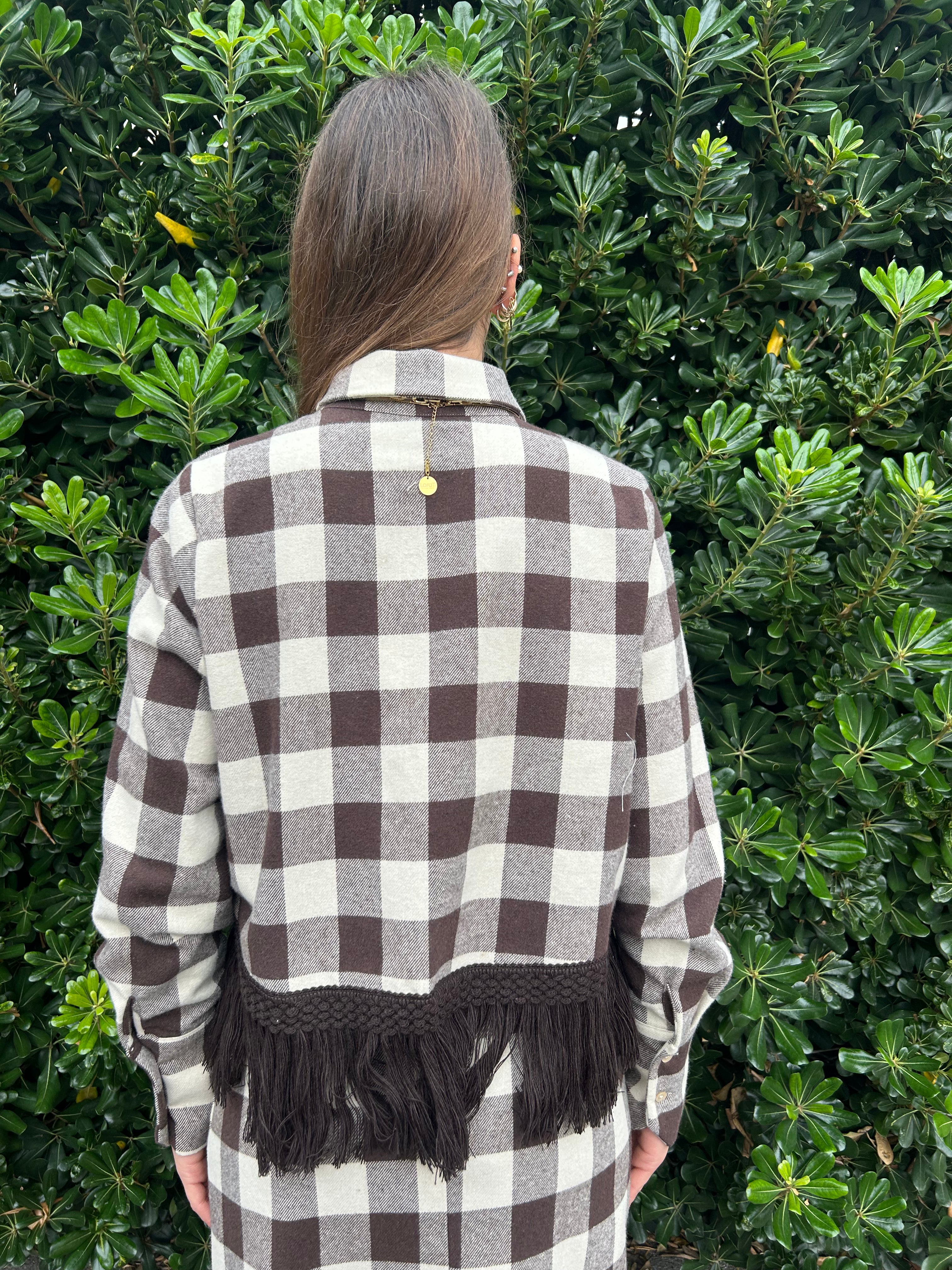 Camicia check con frange sul fondo