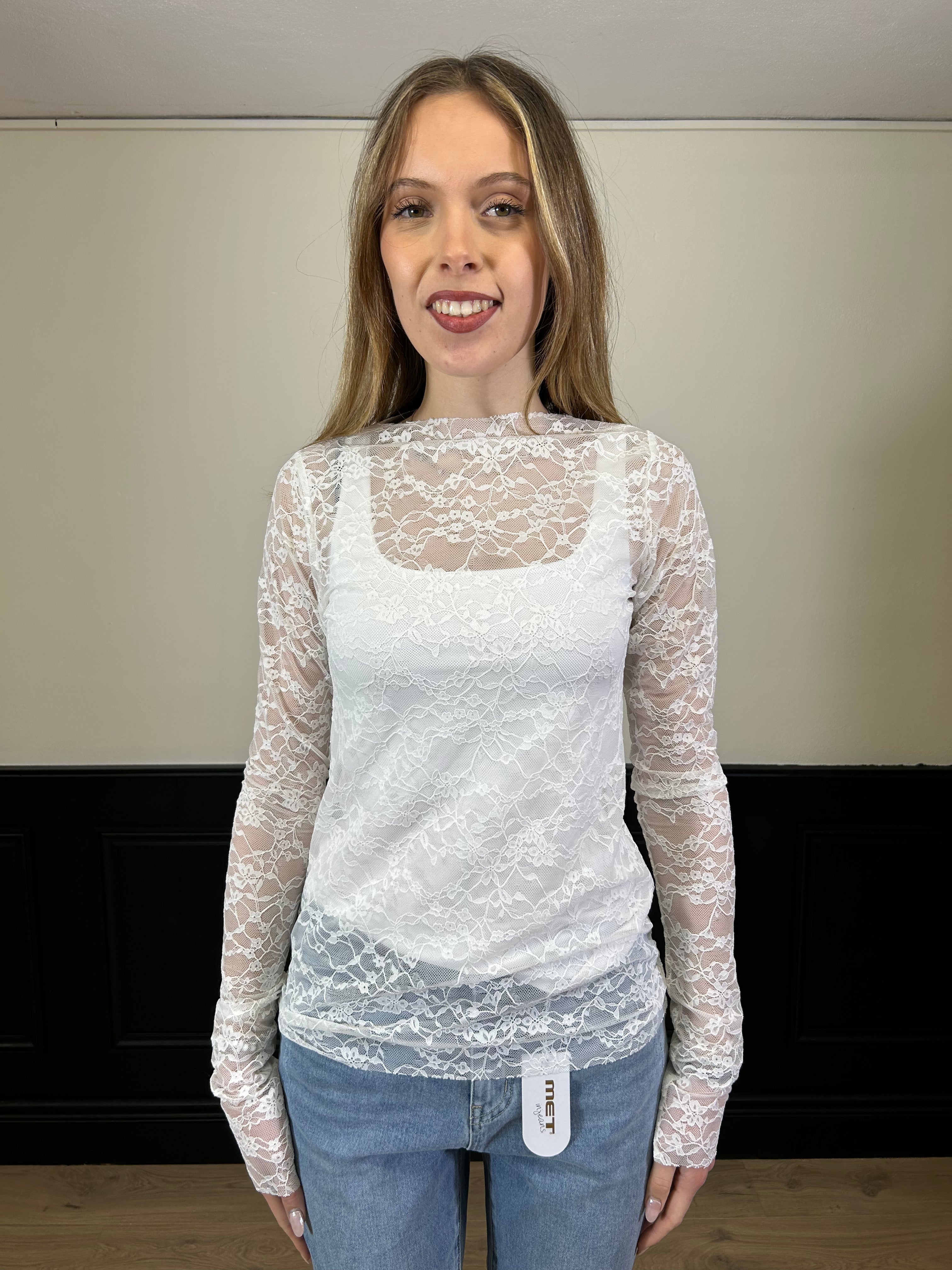 Maglia in pizzo aderente