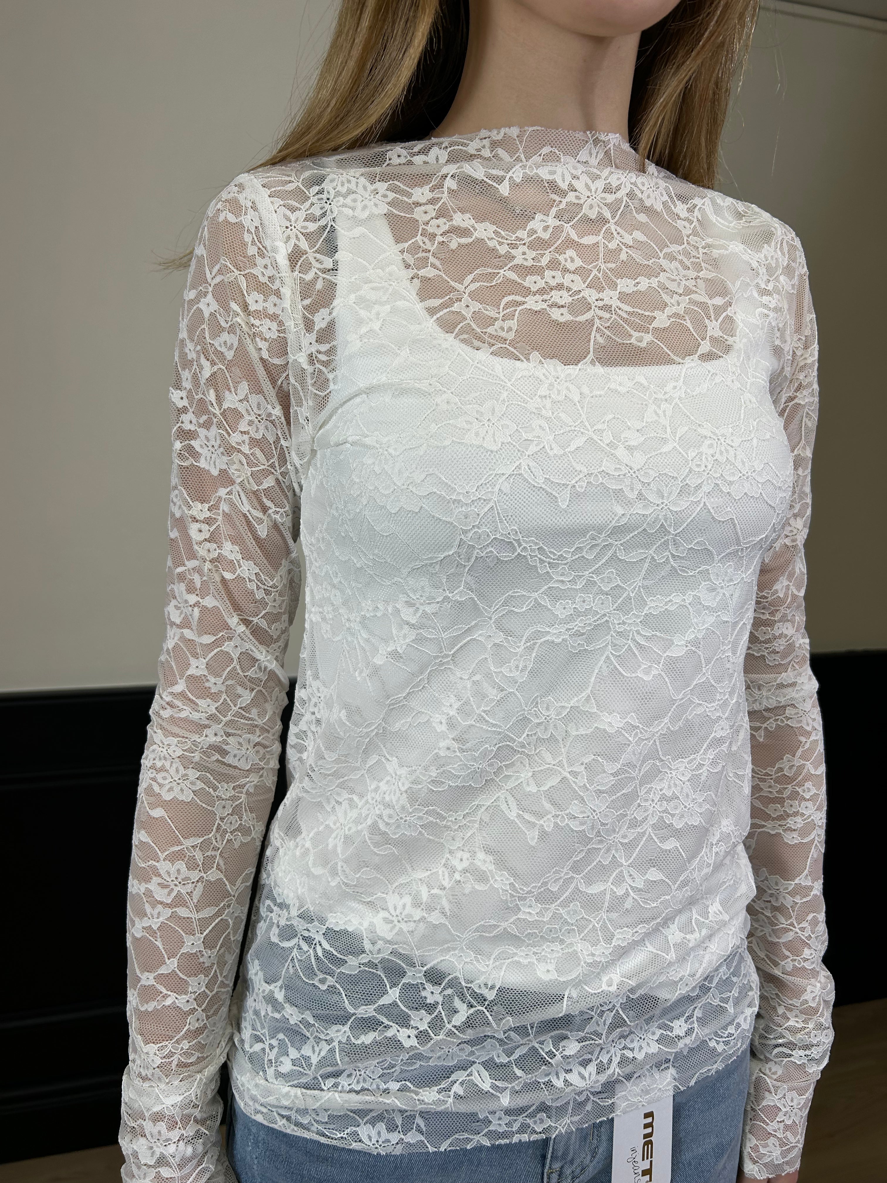 Maglia in pizzo aderente