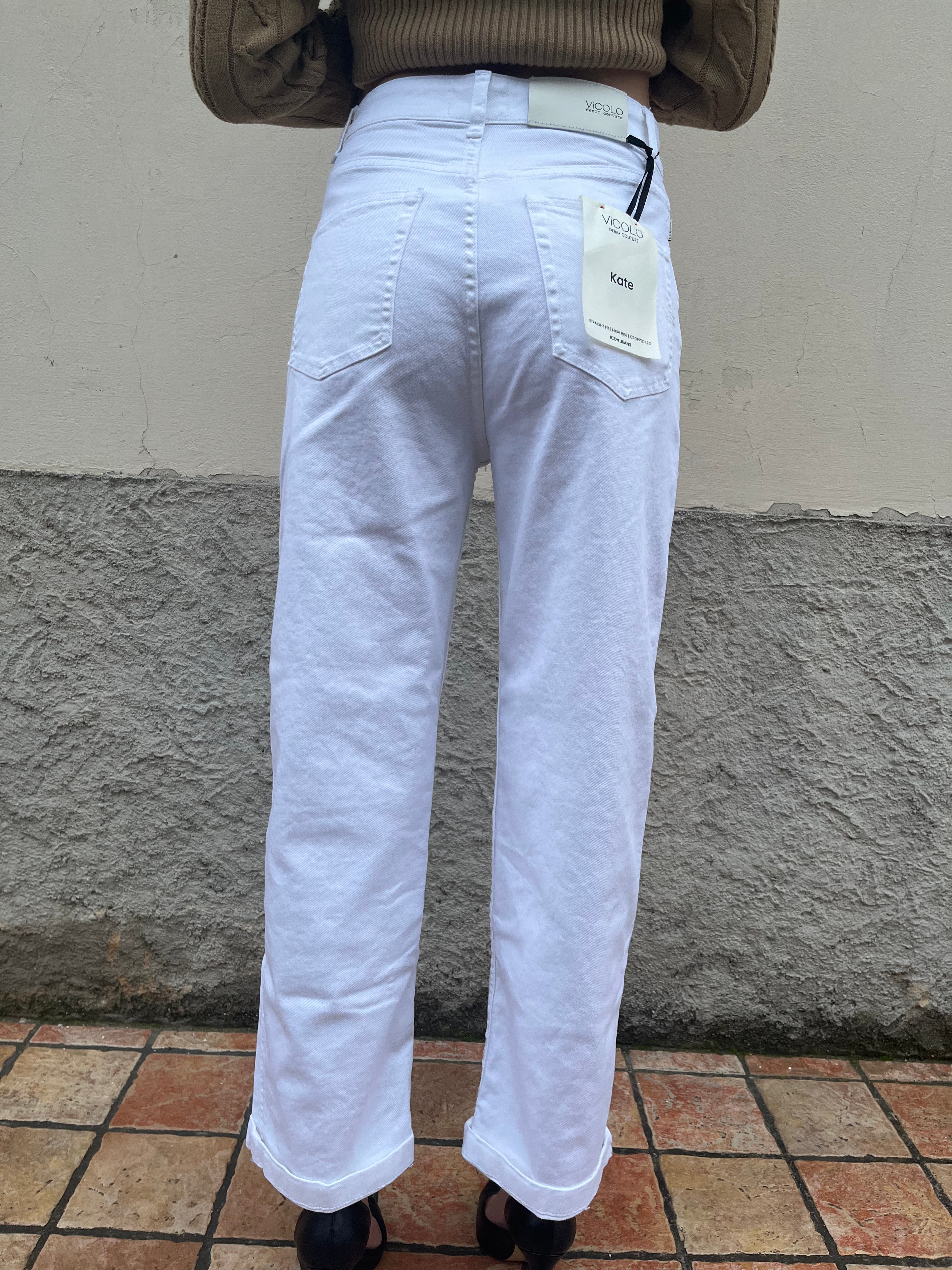 Jeans bianco Kate straight fit cropped leg