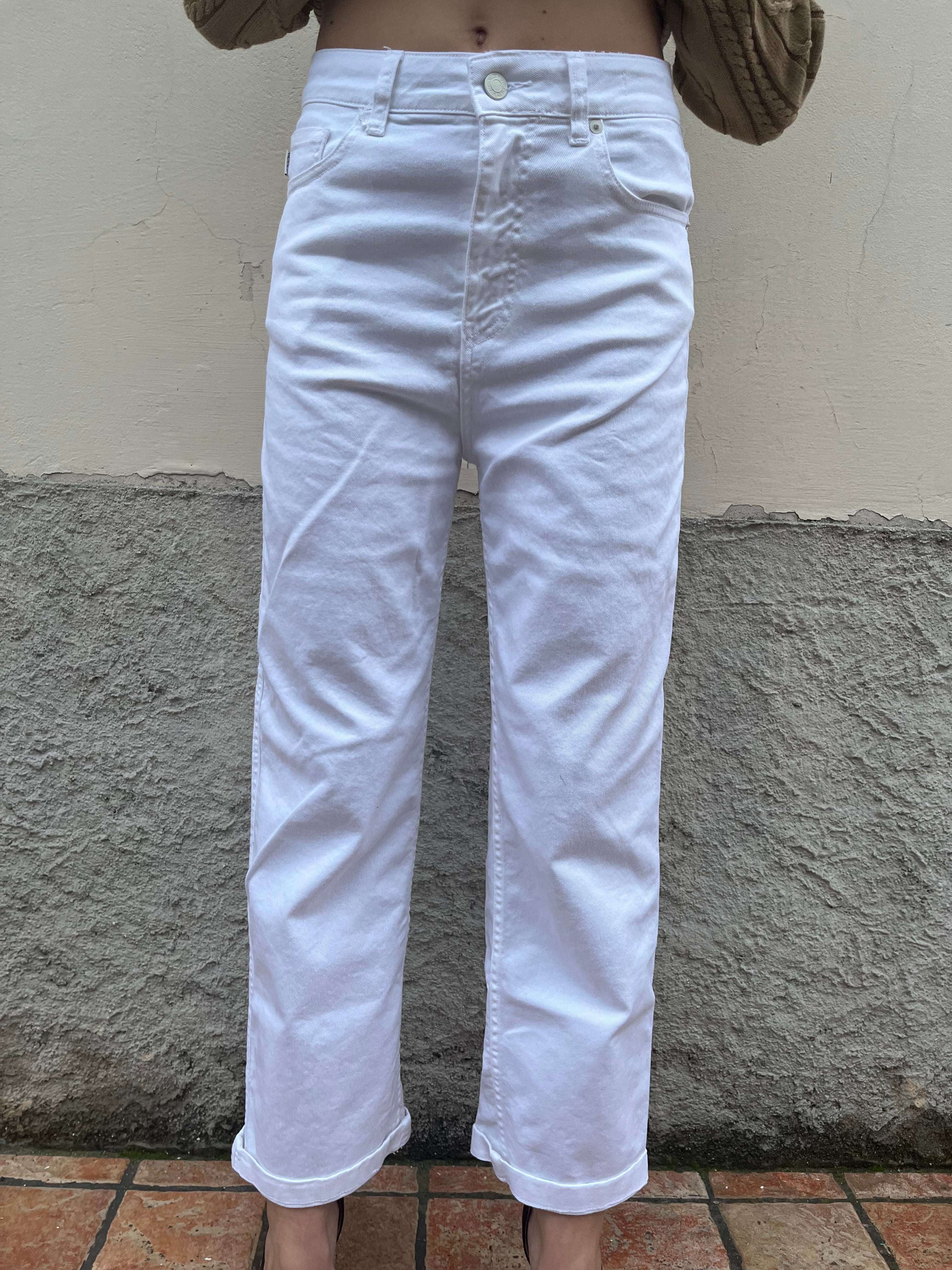 Jeans bianco Kate straight fit cropped leg