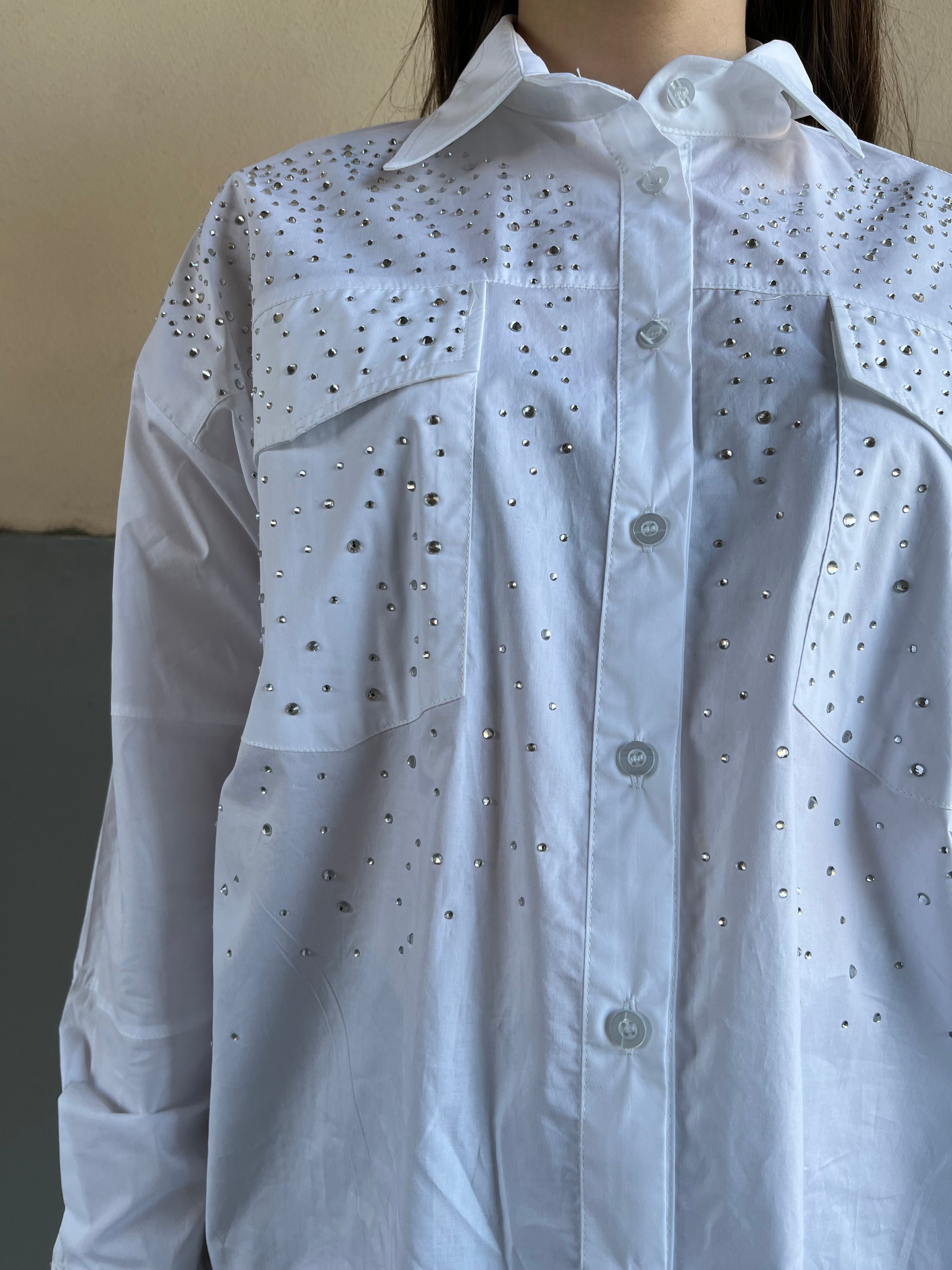 Camicia di cotone con strass