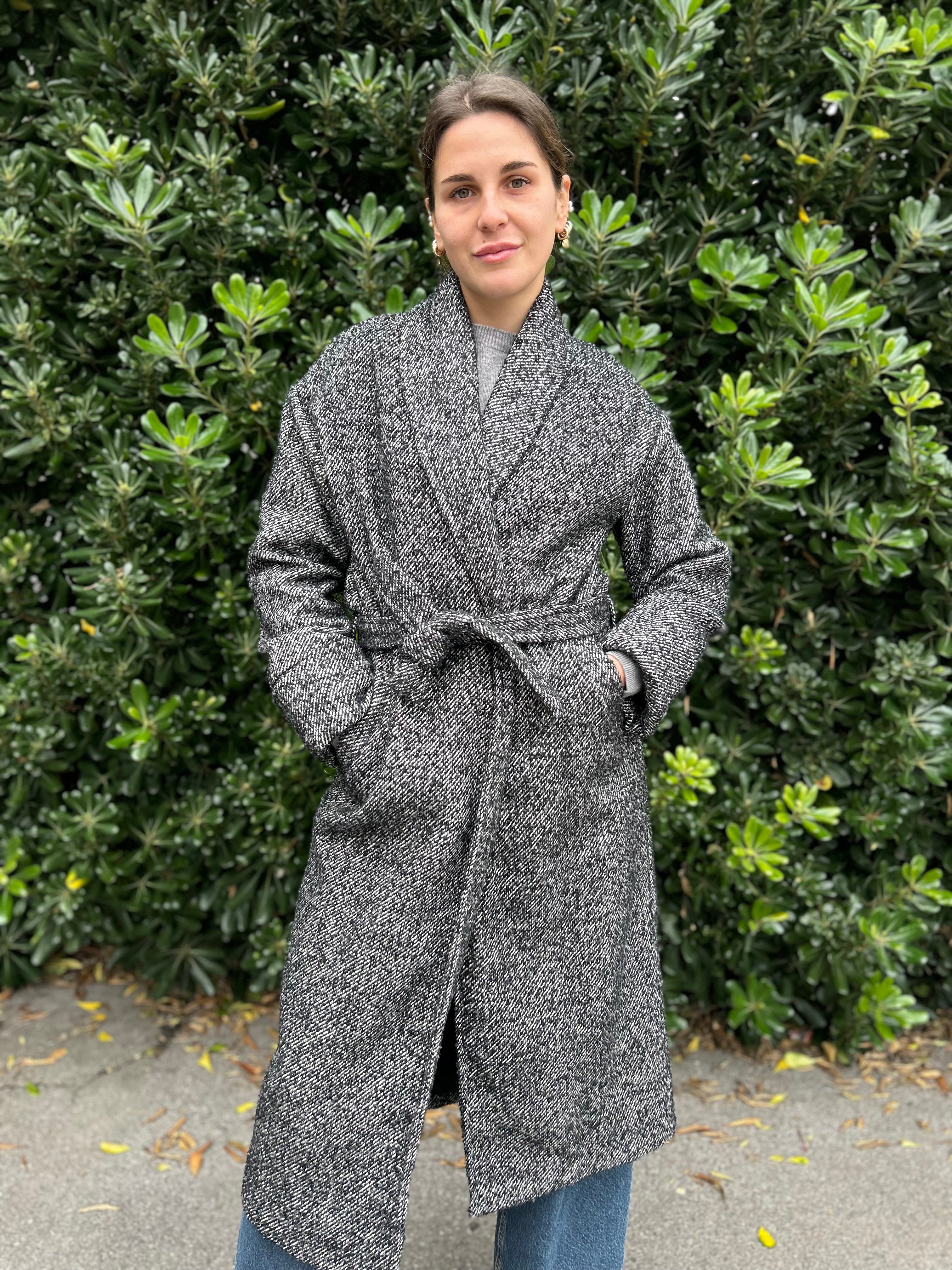 Cappotto spigato con cintura