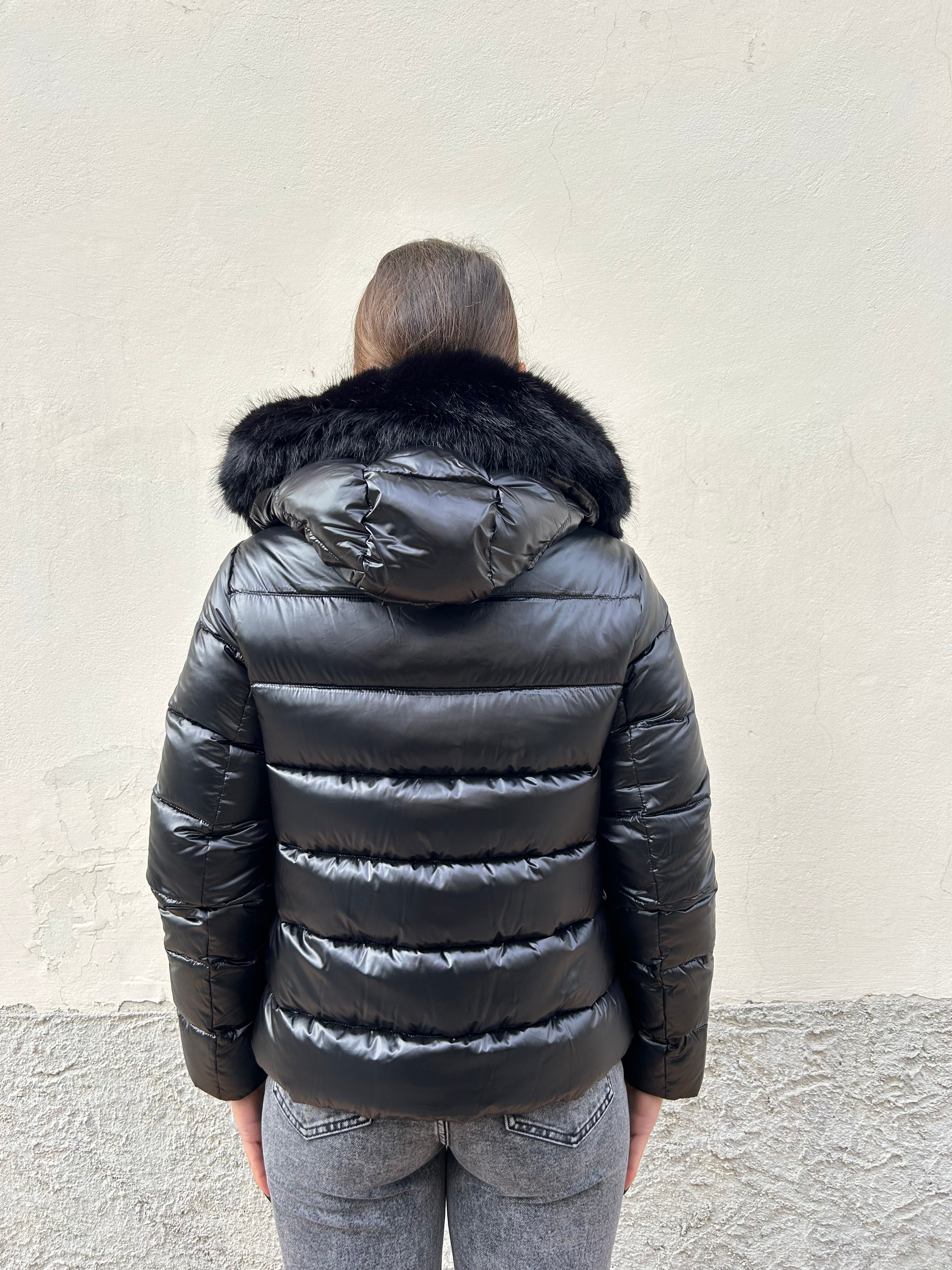 Piumino vera piuma con inserti in ecopelliccia