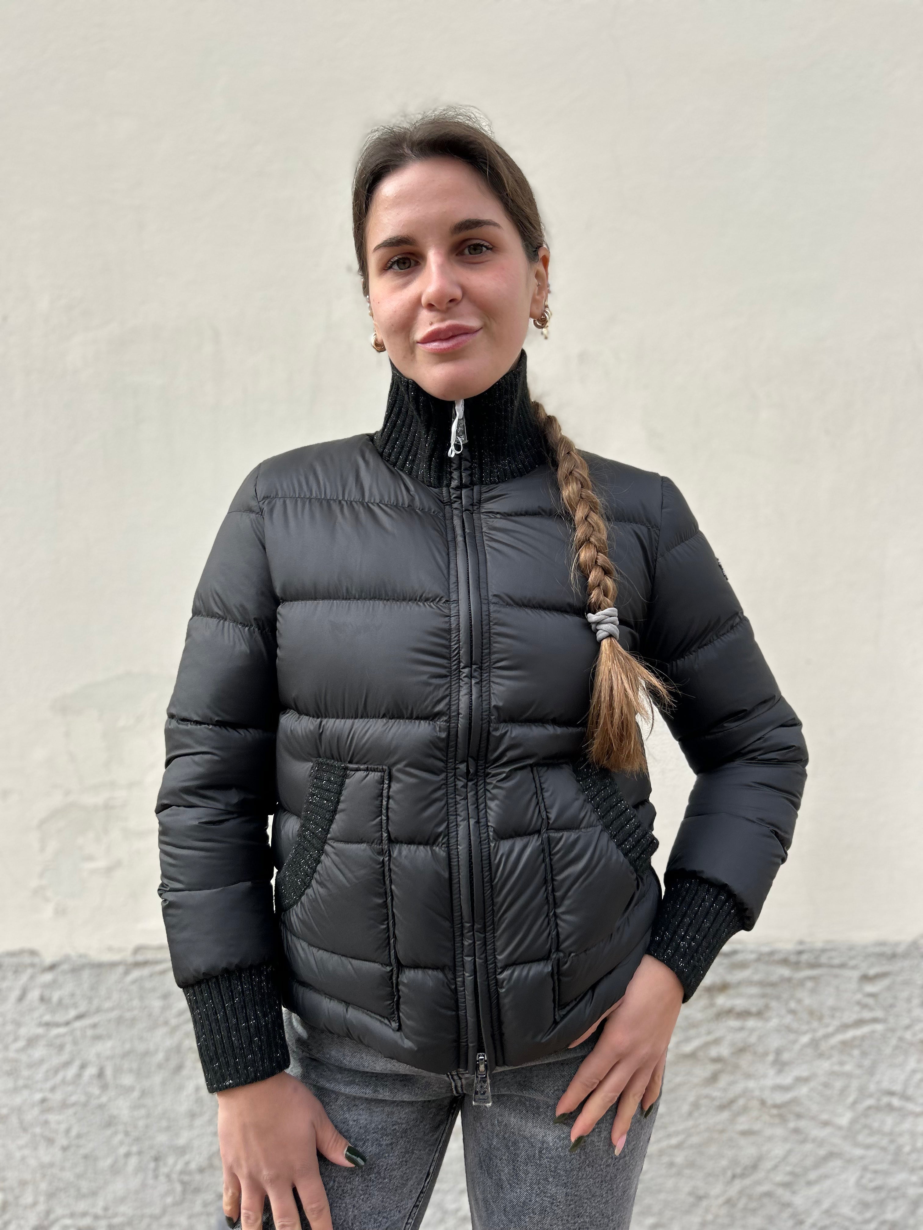 Piumino con dettagli lurex vera piuma