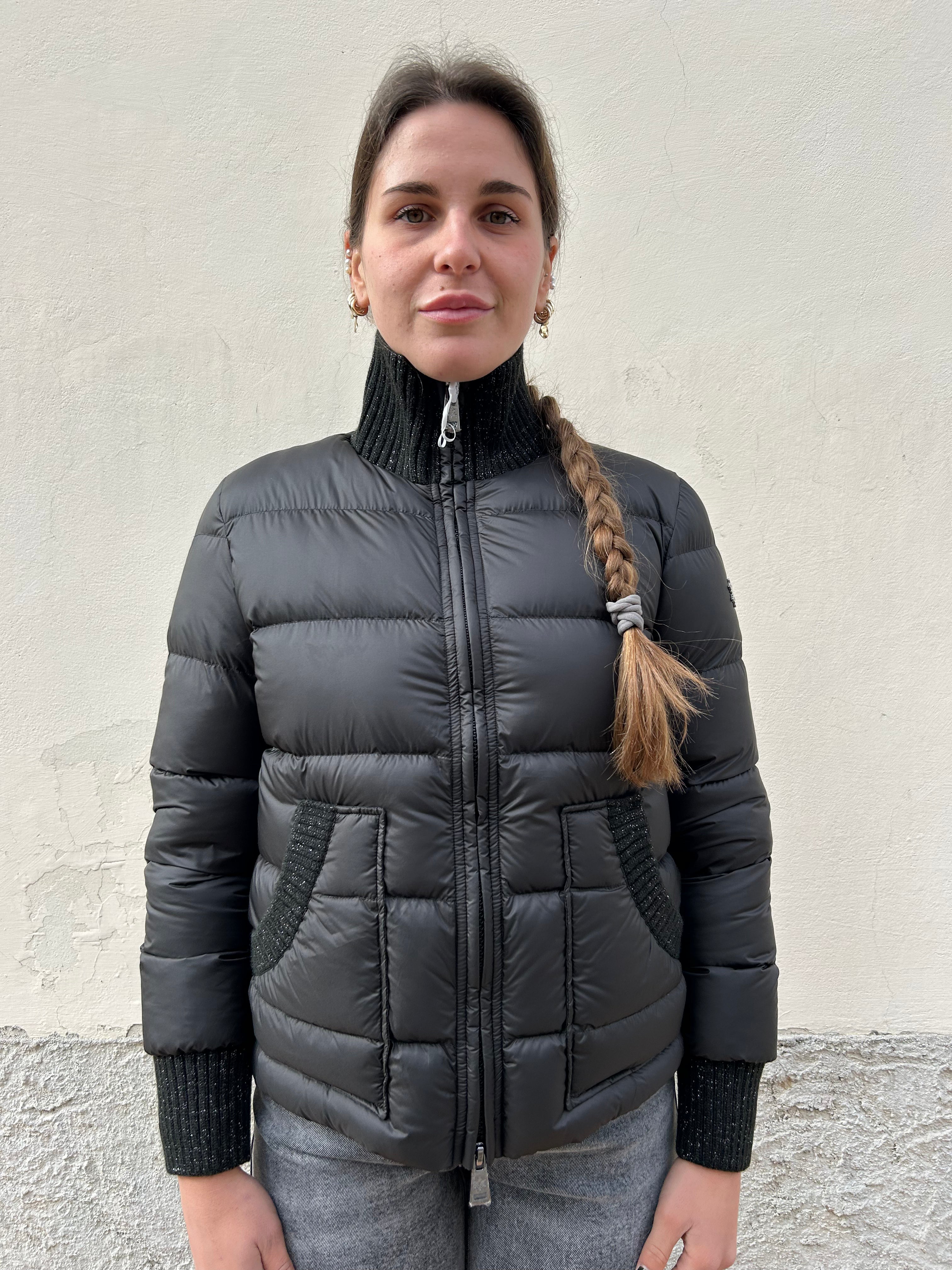 Piumino con dettagli lurex vera piuma