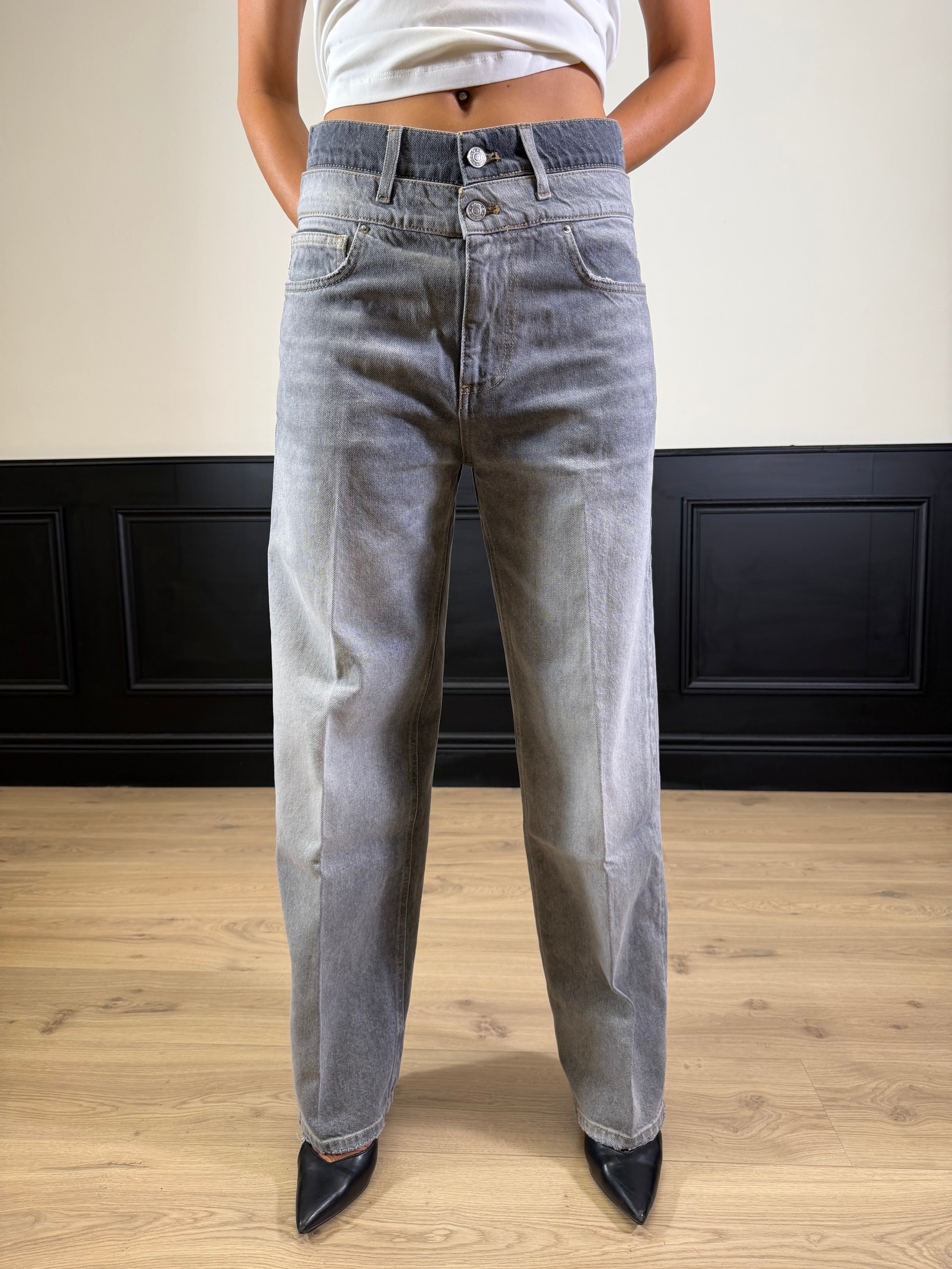 Jeans Sofia baggy-fit grigio