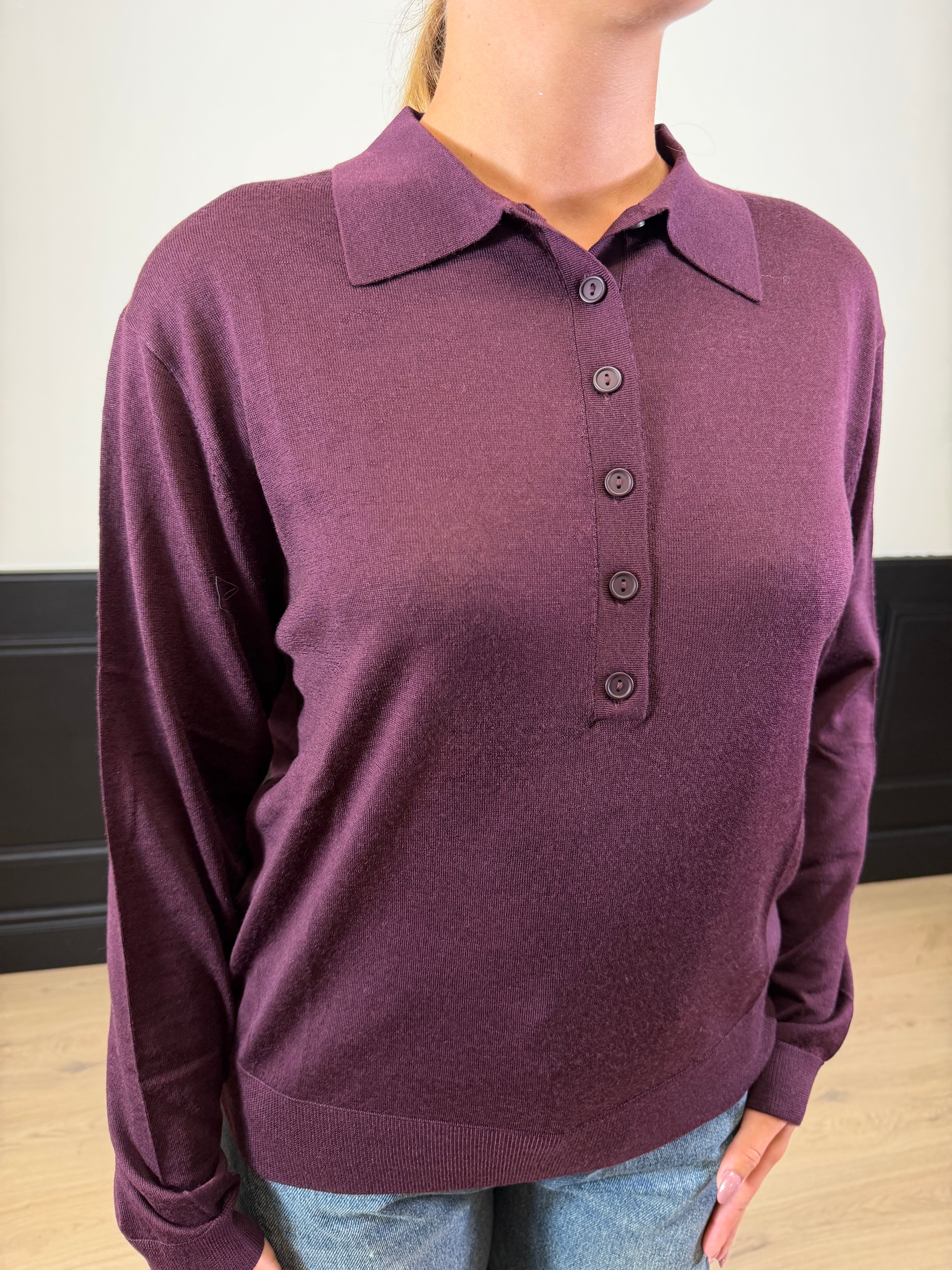 Maglia polo oversize di lana