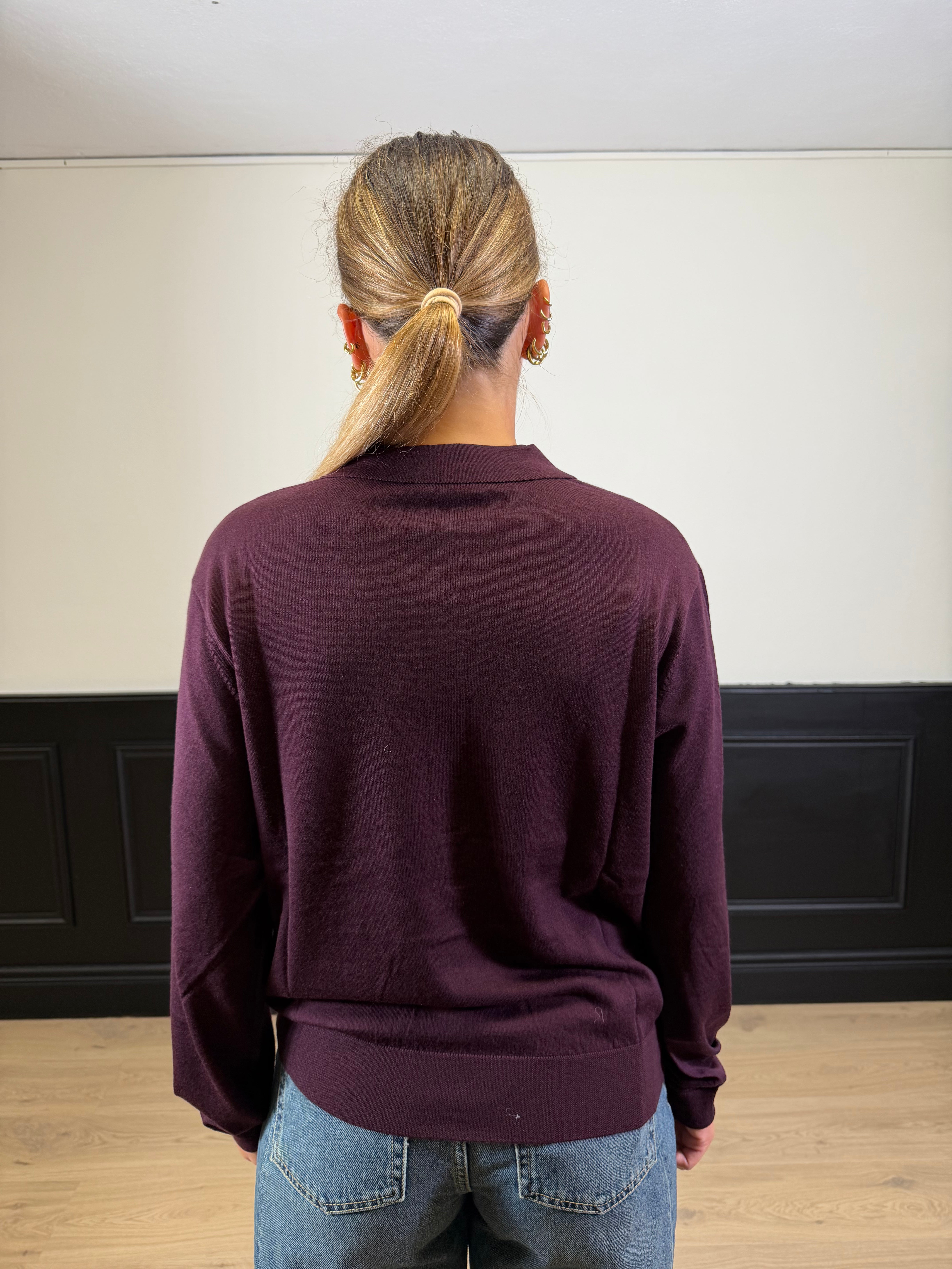 Maglia polo oversize di lana