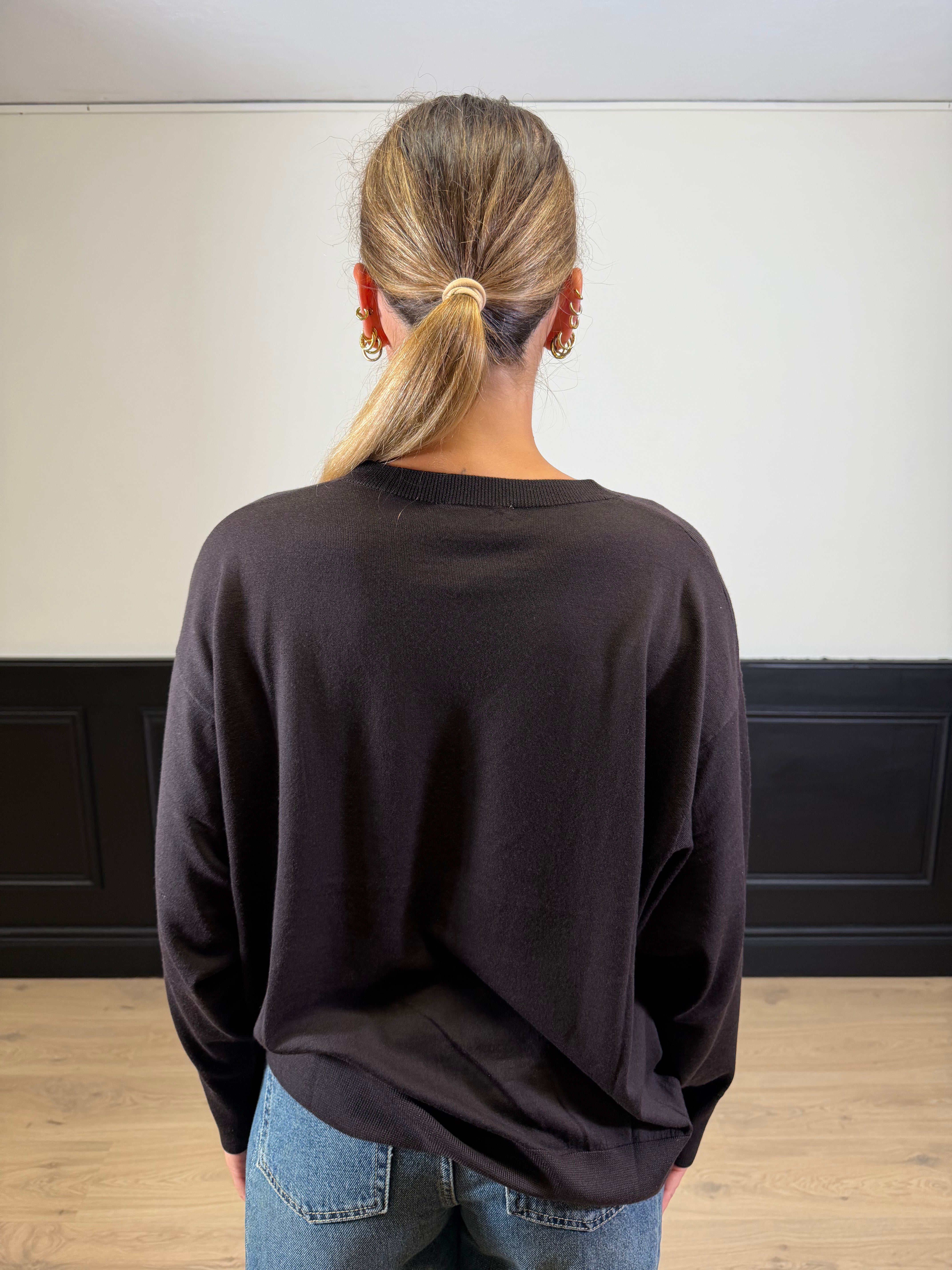 Maglia scollo a V oversize in lana