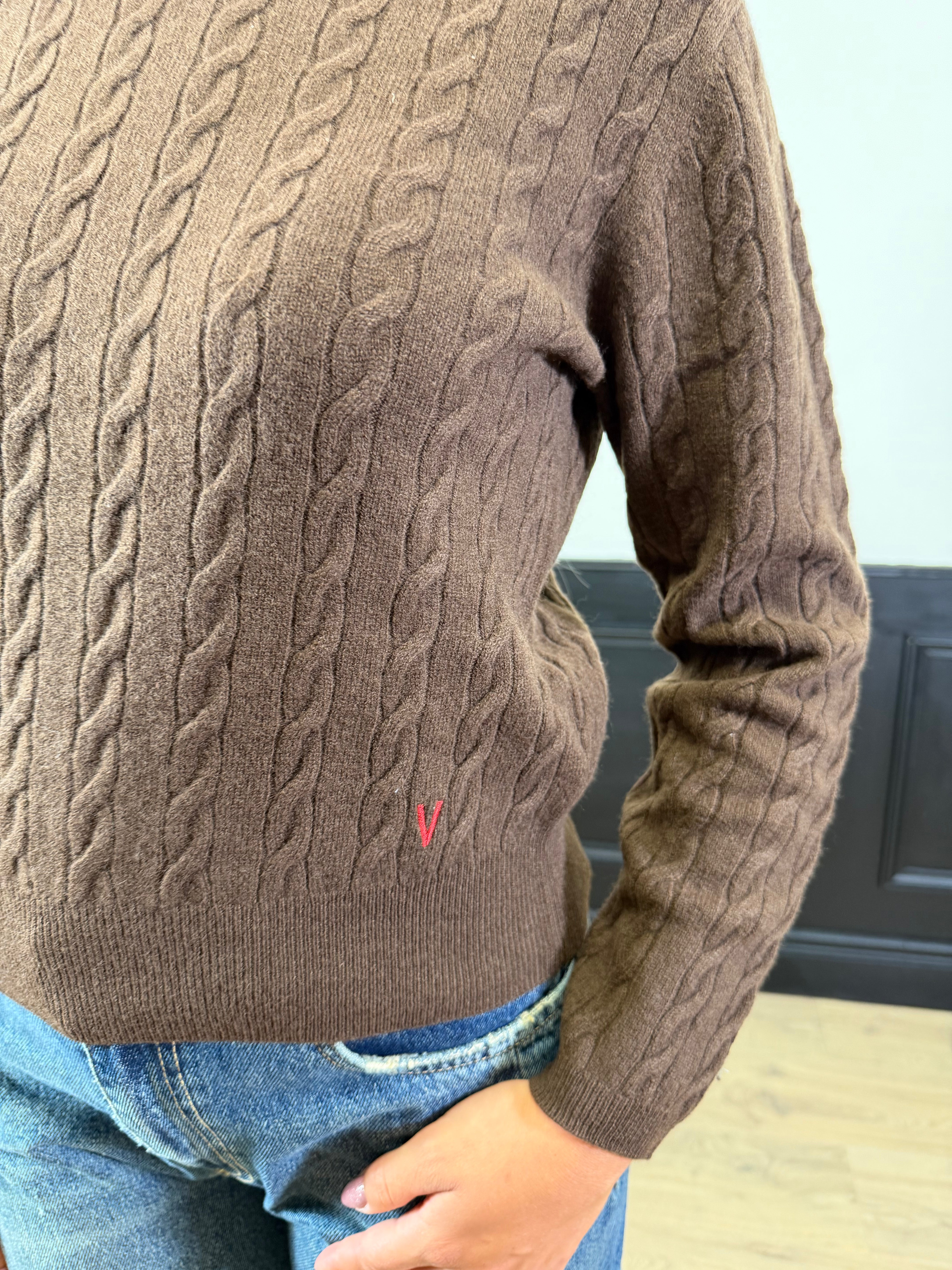 Pull girocollo trecce pura lana