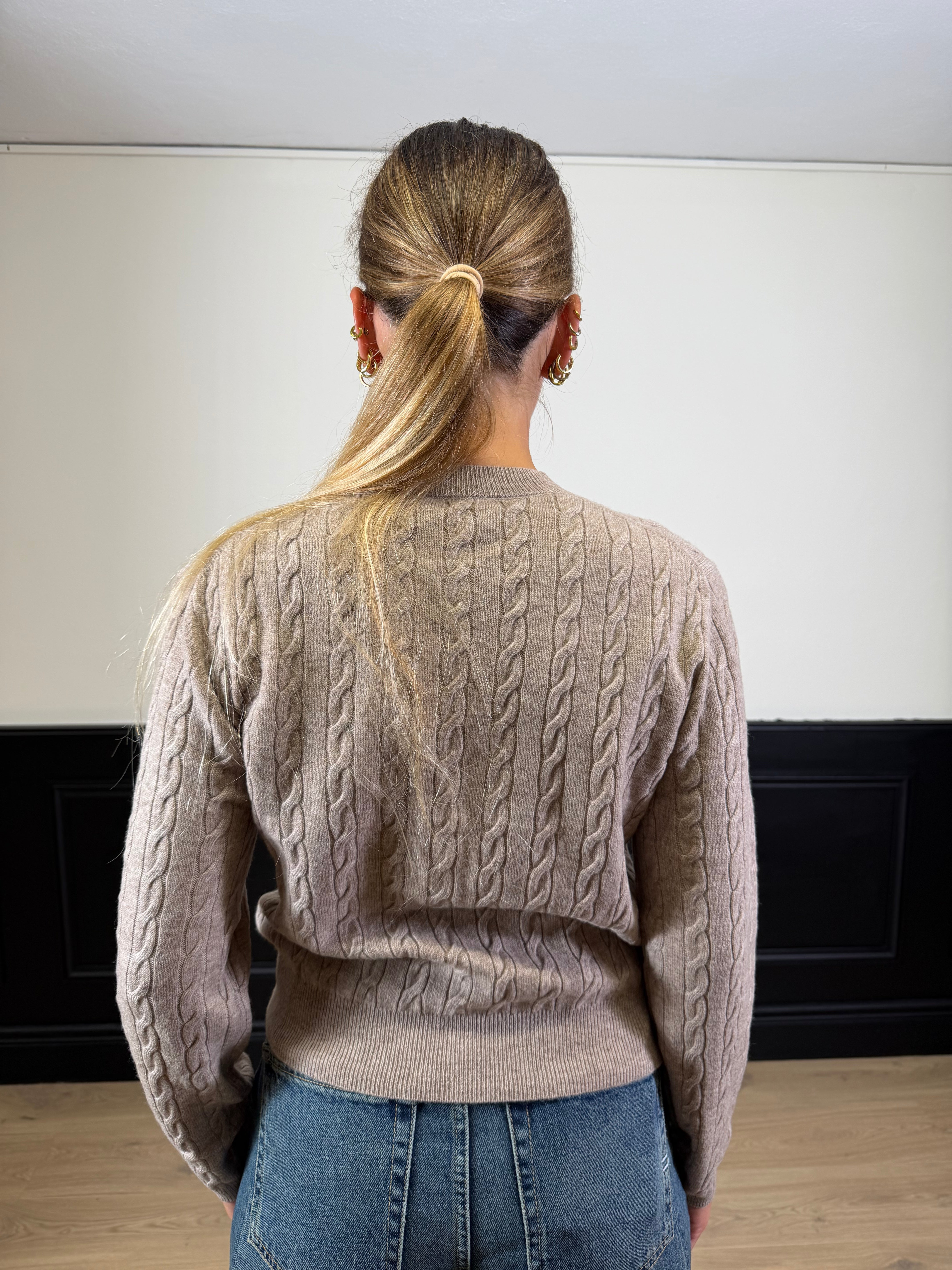 Cardigan con trecce pura lana