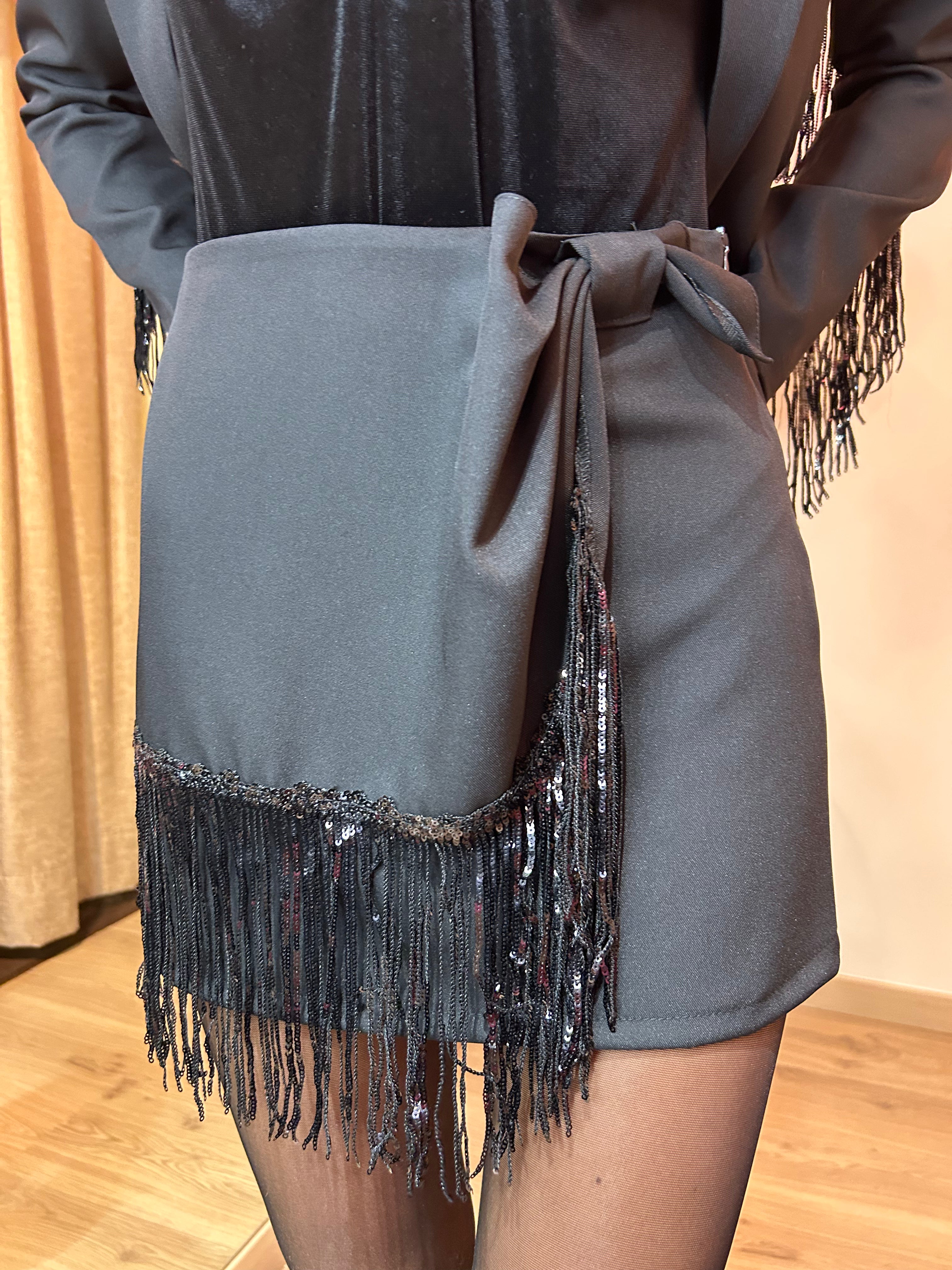 Mini gonna con frange strass