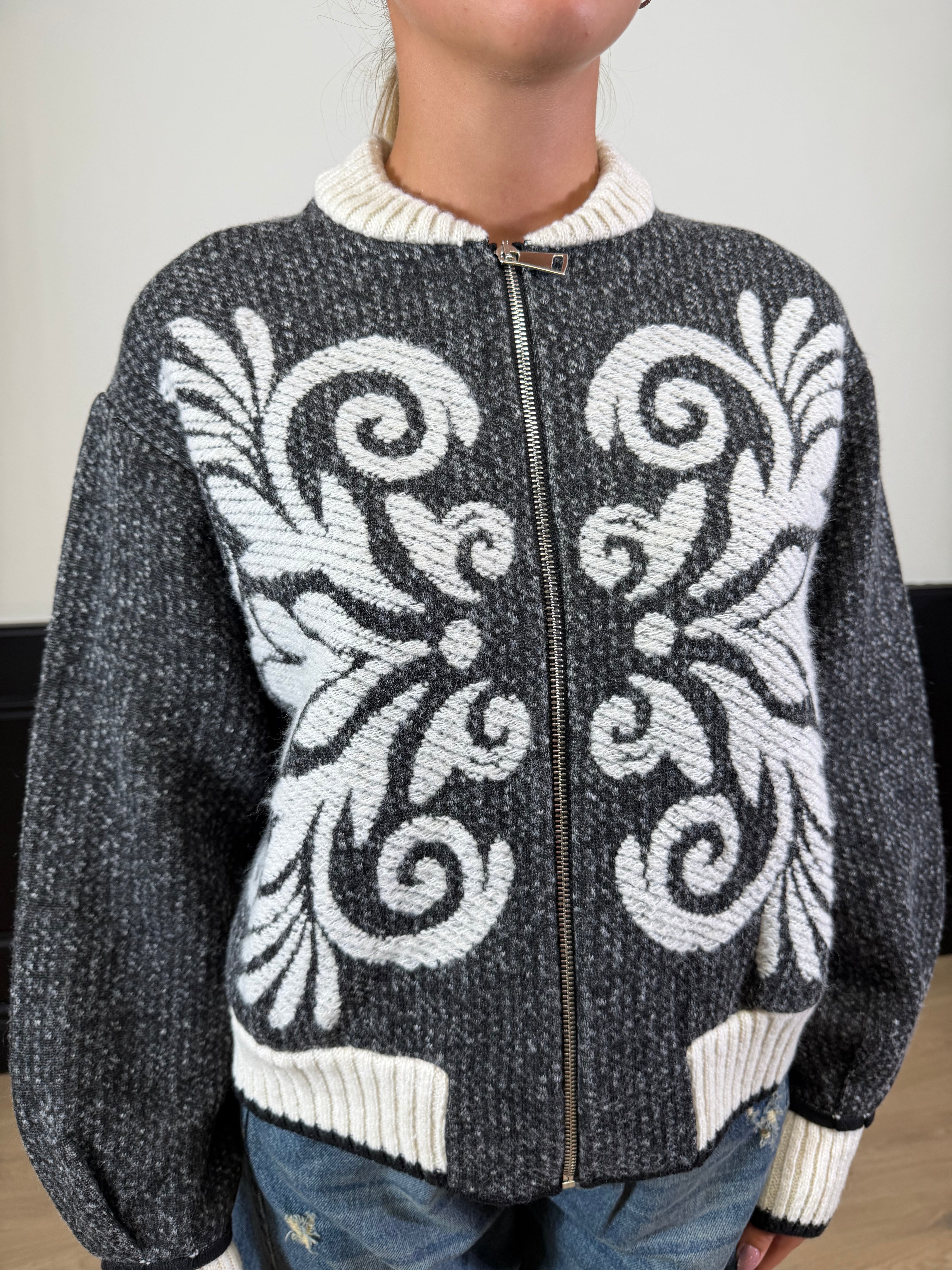 Cardigan bomber con zip