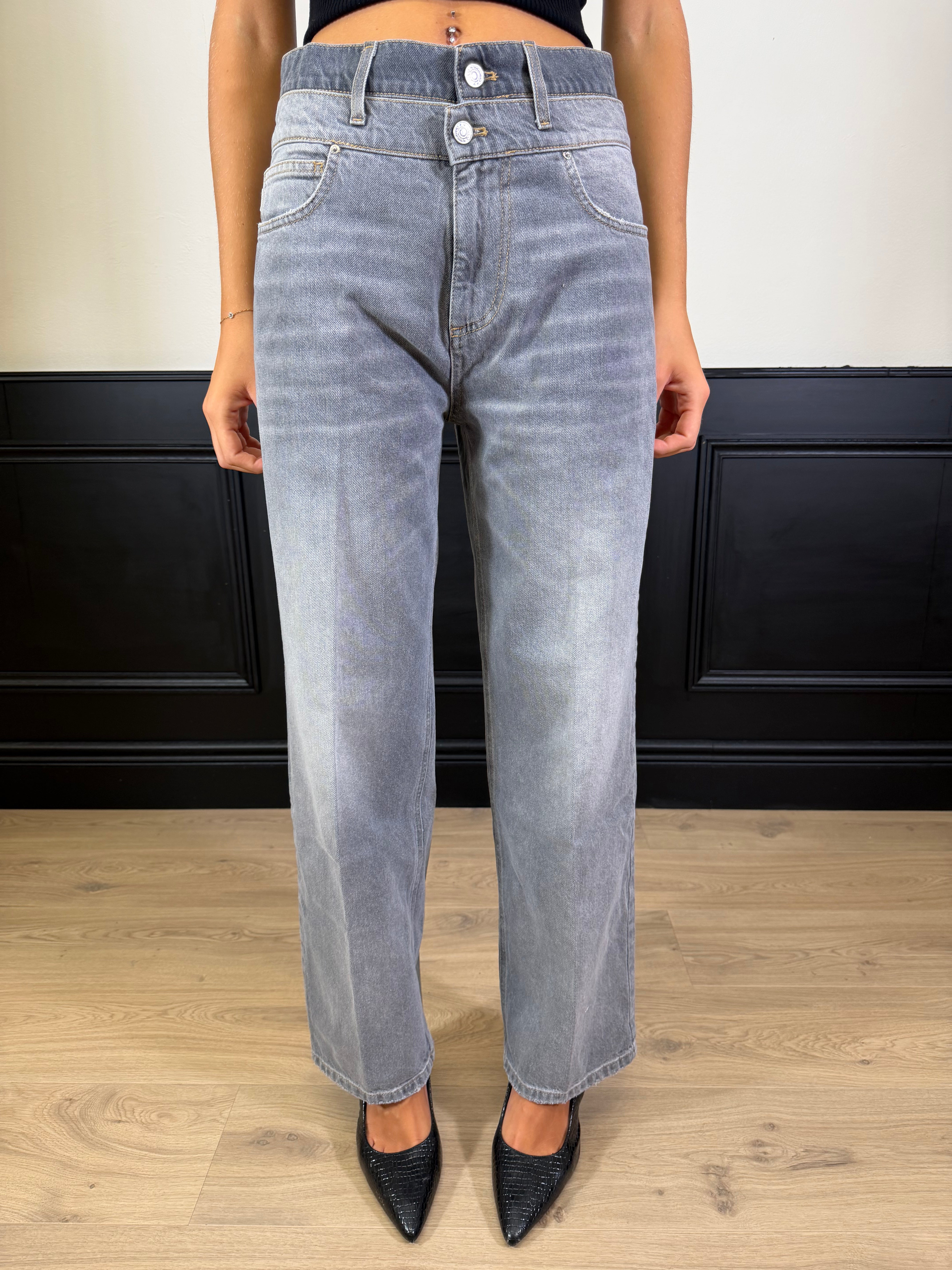 Jeans Sofia baggy-fit grigio
