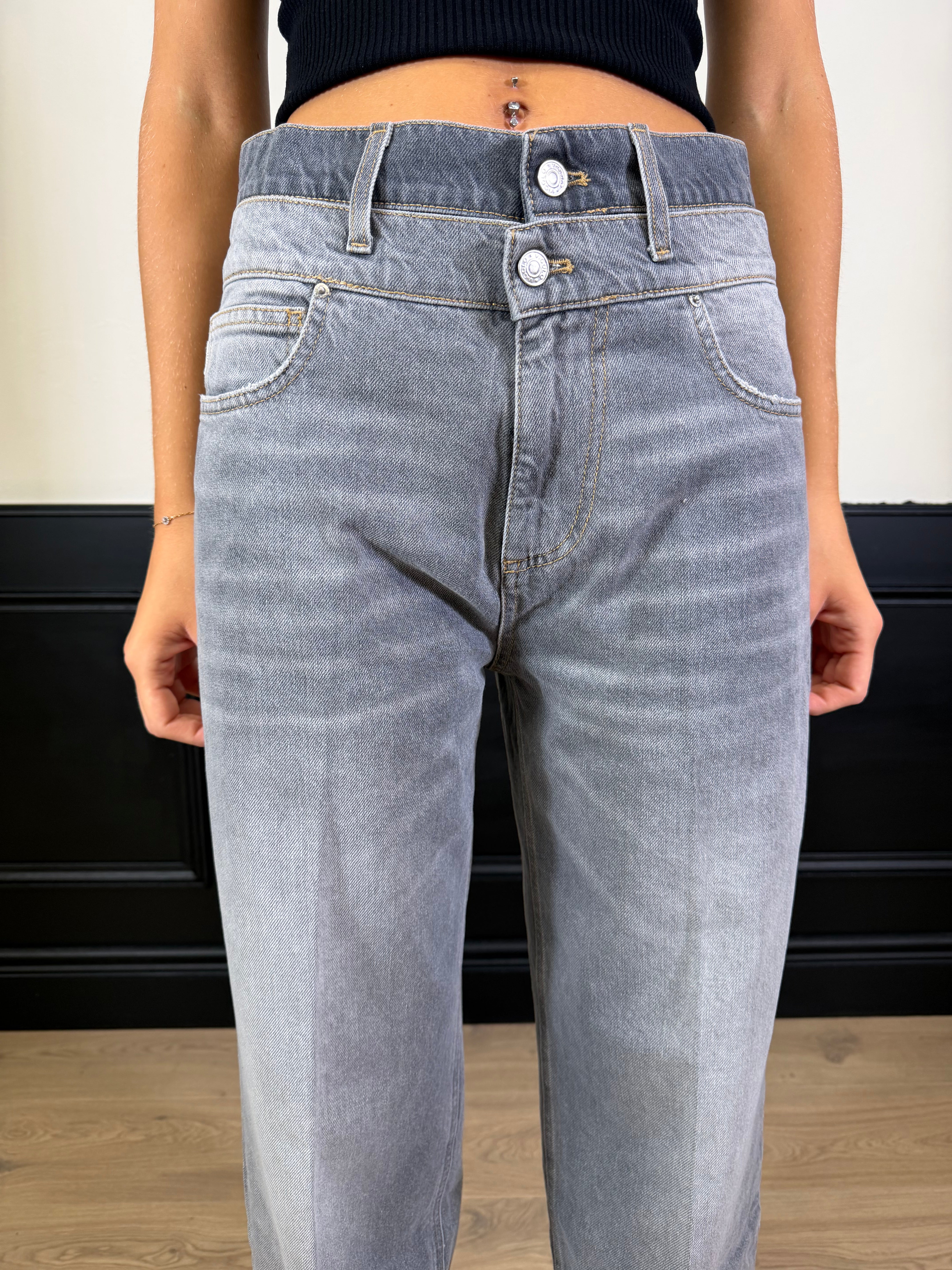 Jeans Sofia baggy-fit grigio