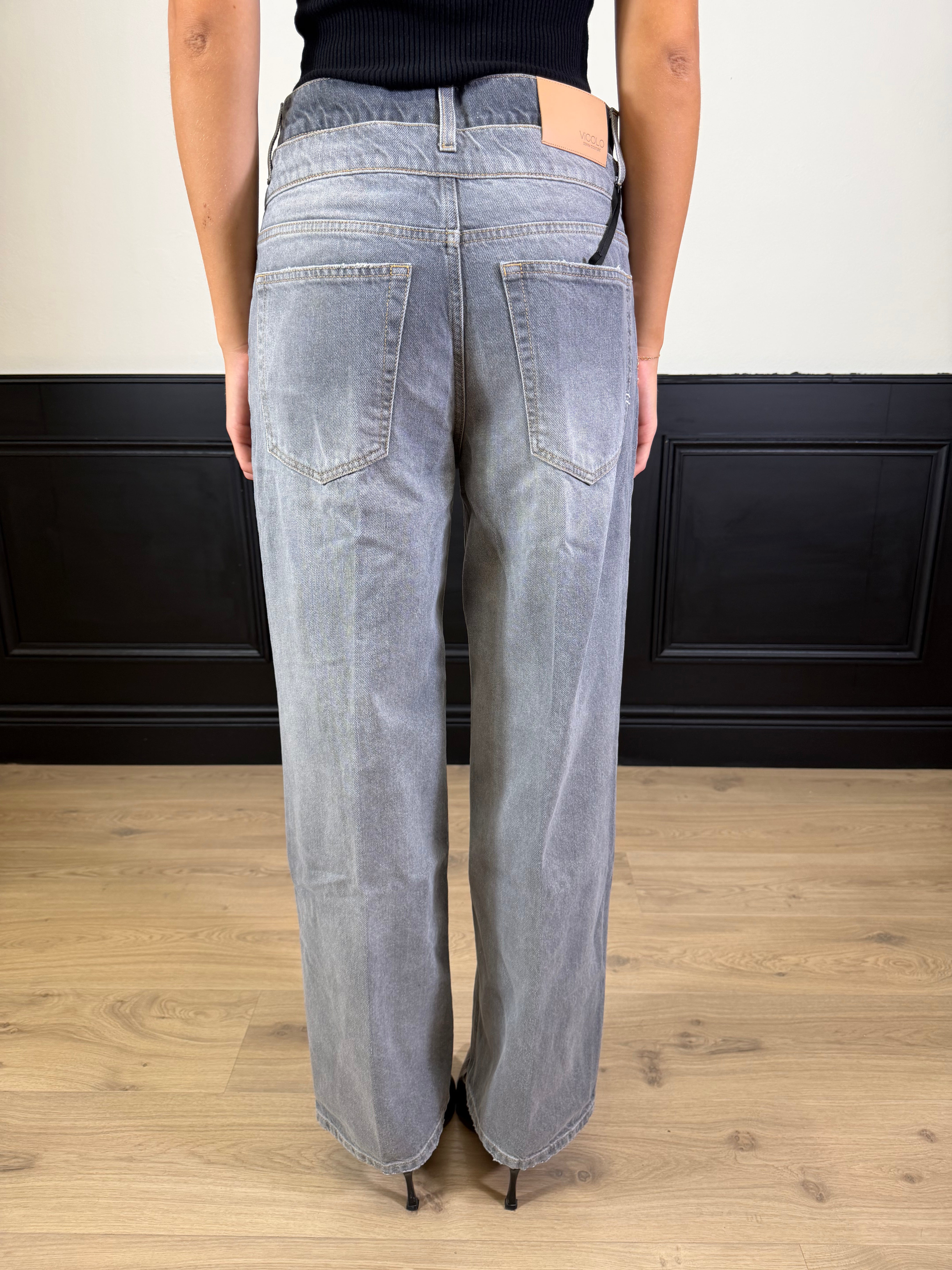 Jeans Sofia baggy-fit grigio