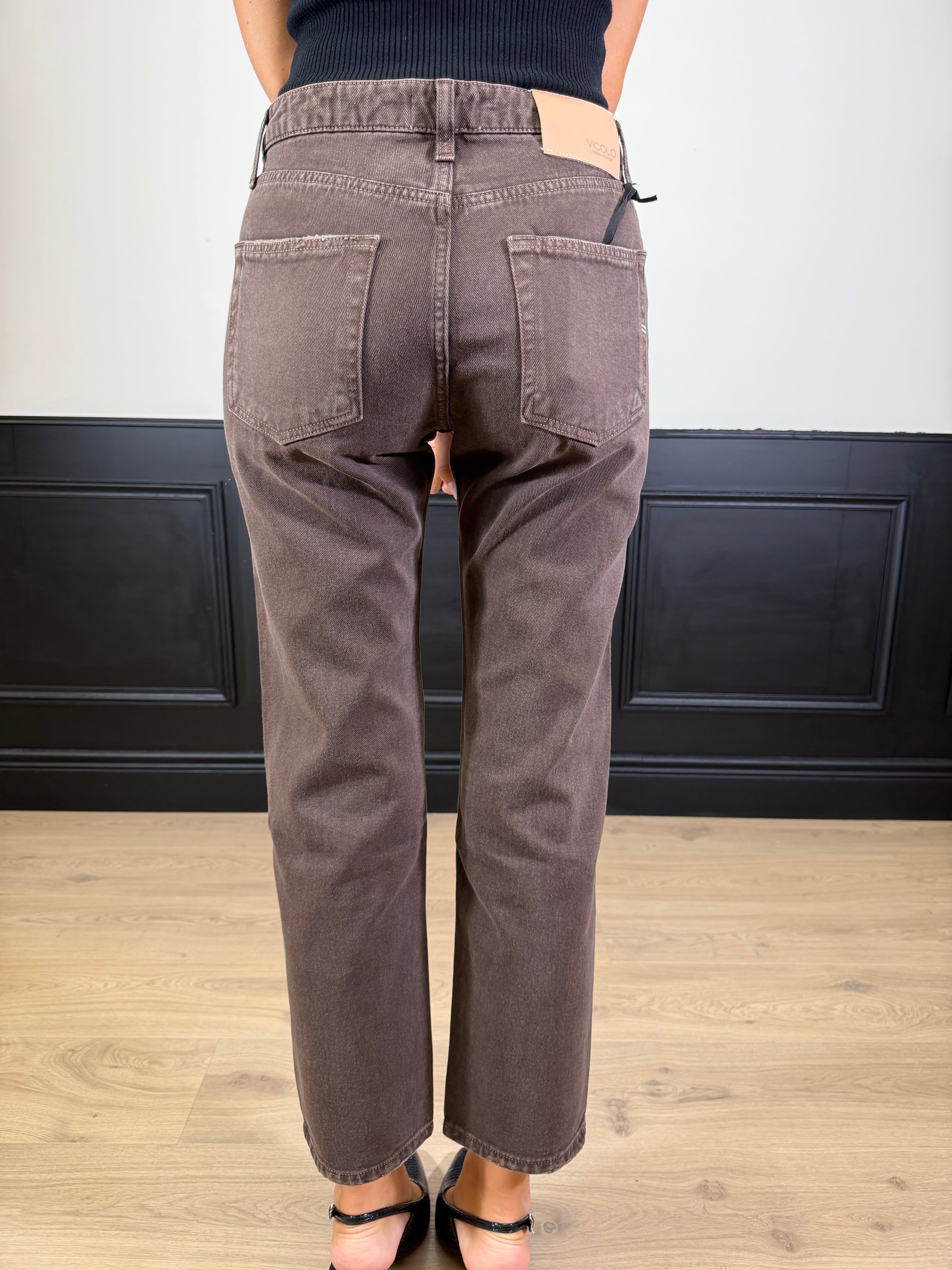 Jeans Zoe marrone bottoni gioiello