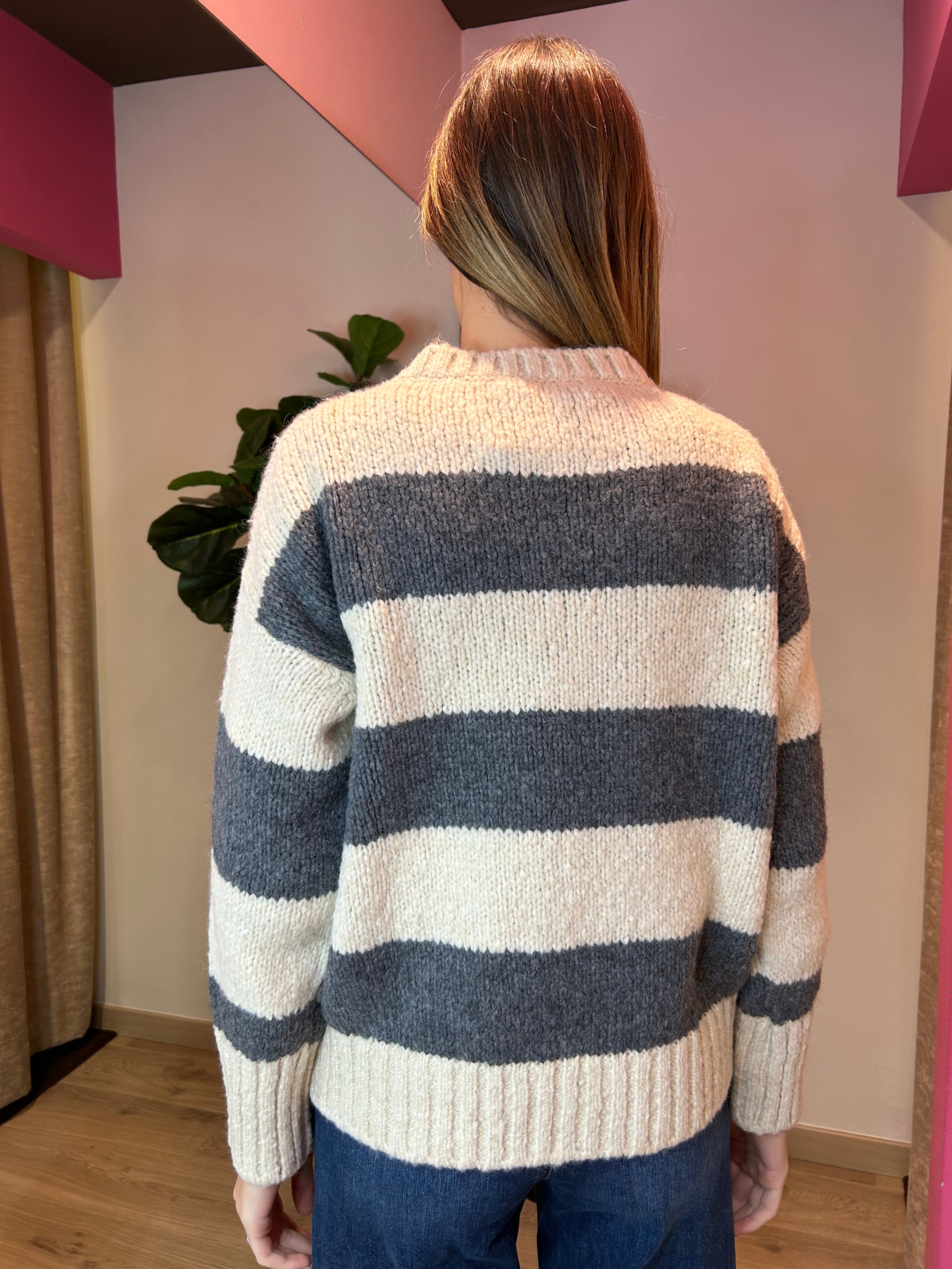 Pullover girocollo righe