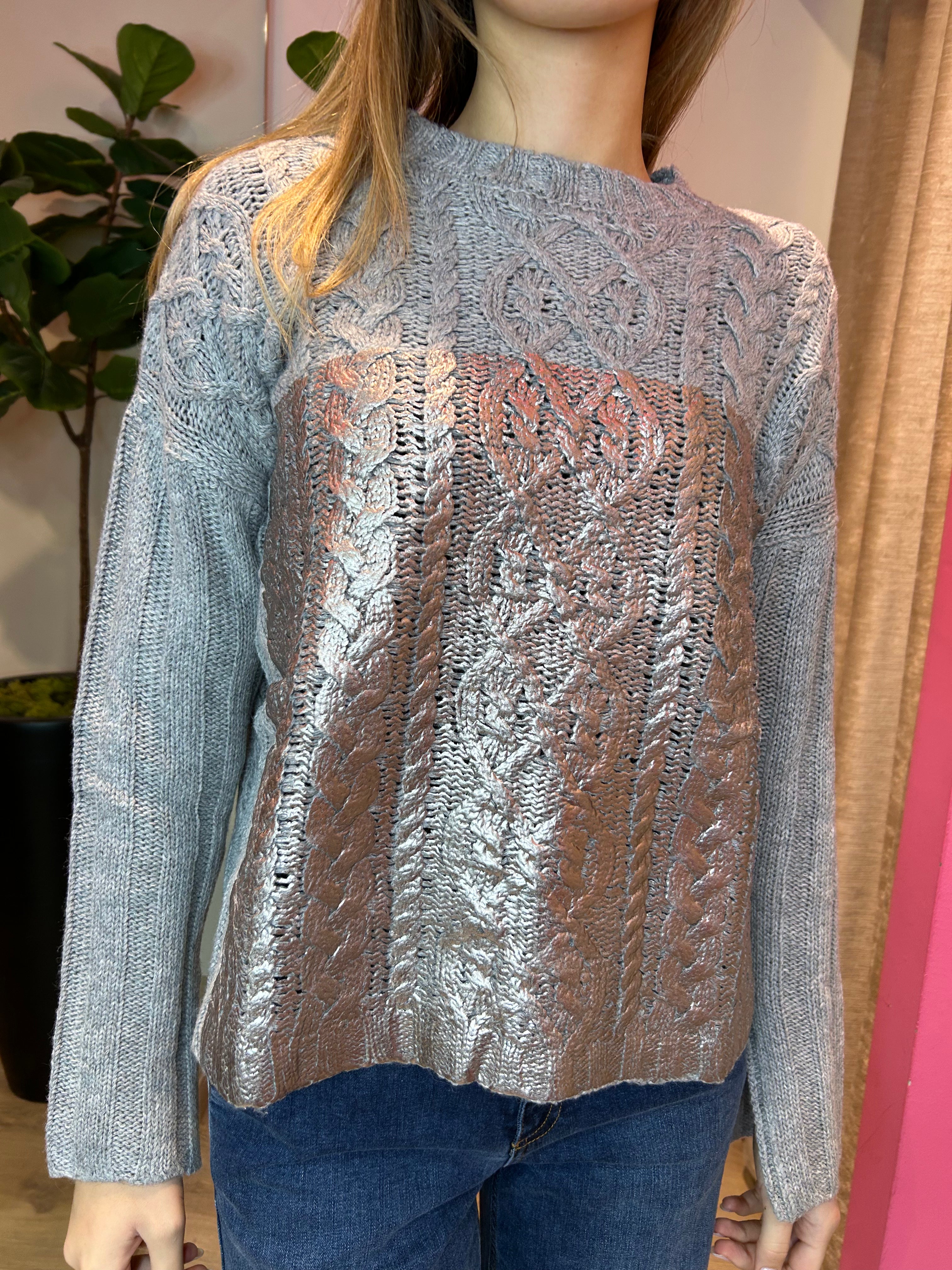 Pullover trecce floccato