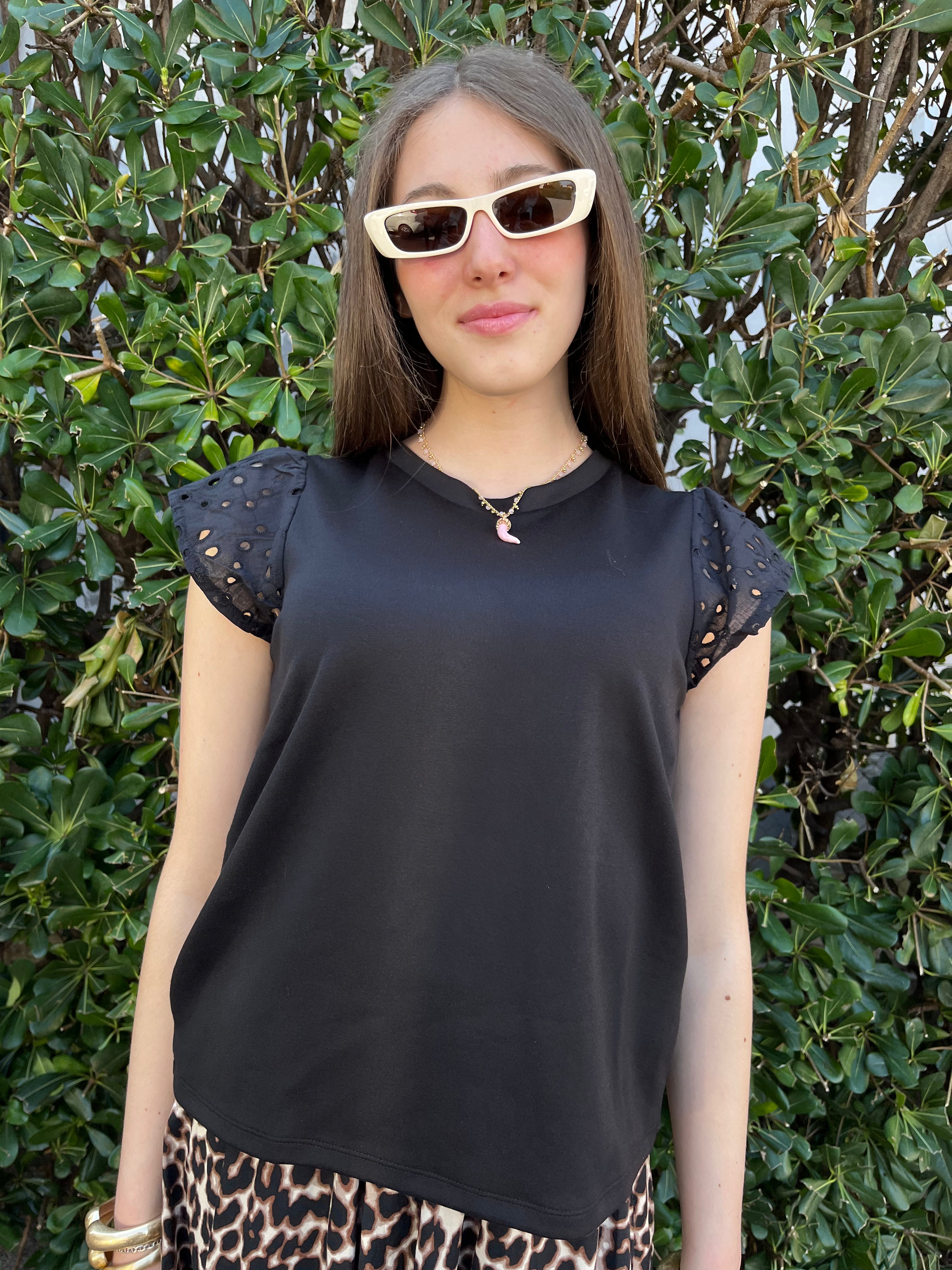 T-shirt con galetta sangallo