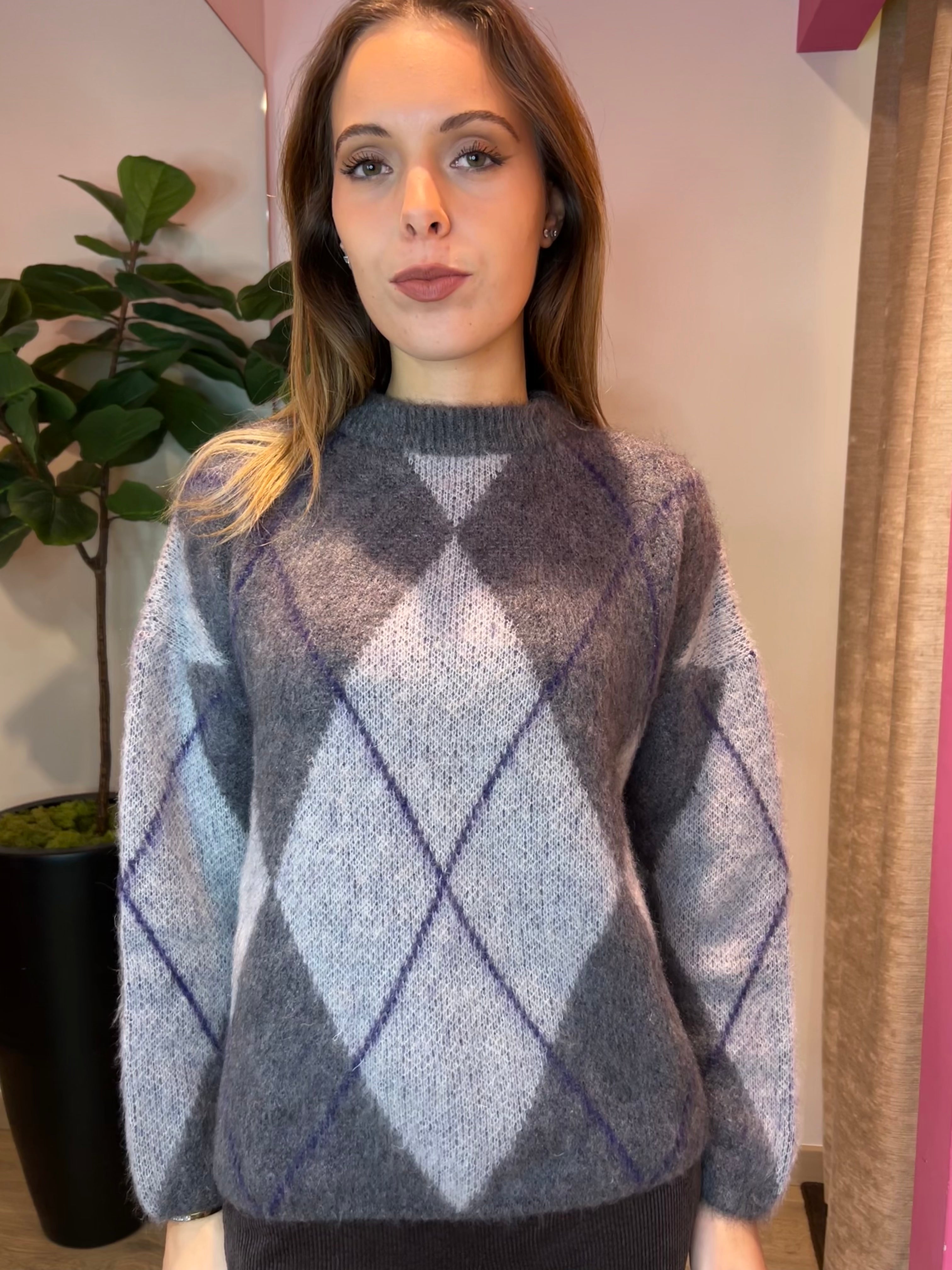 Pullover oversize fantasia rombi