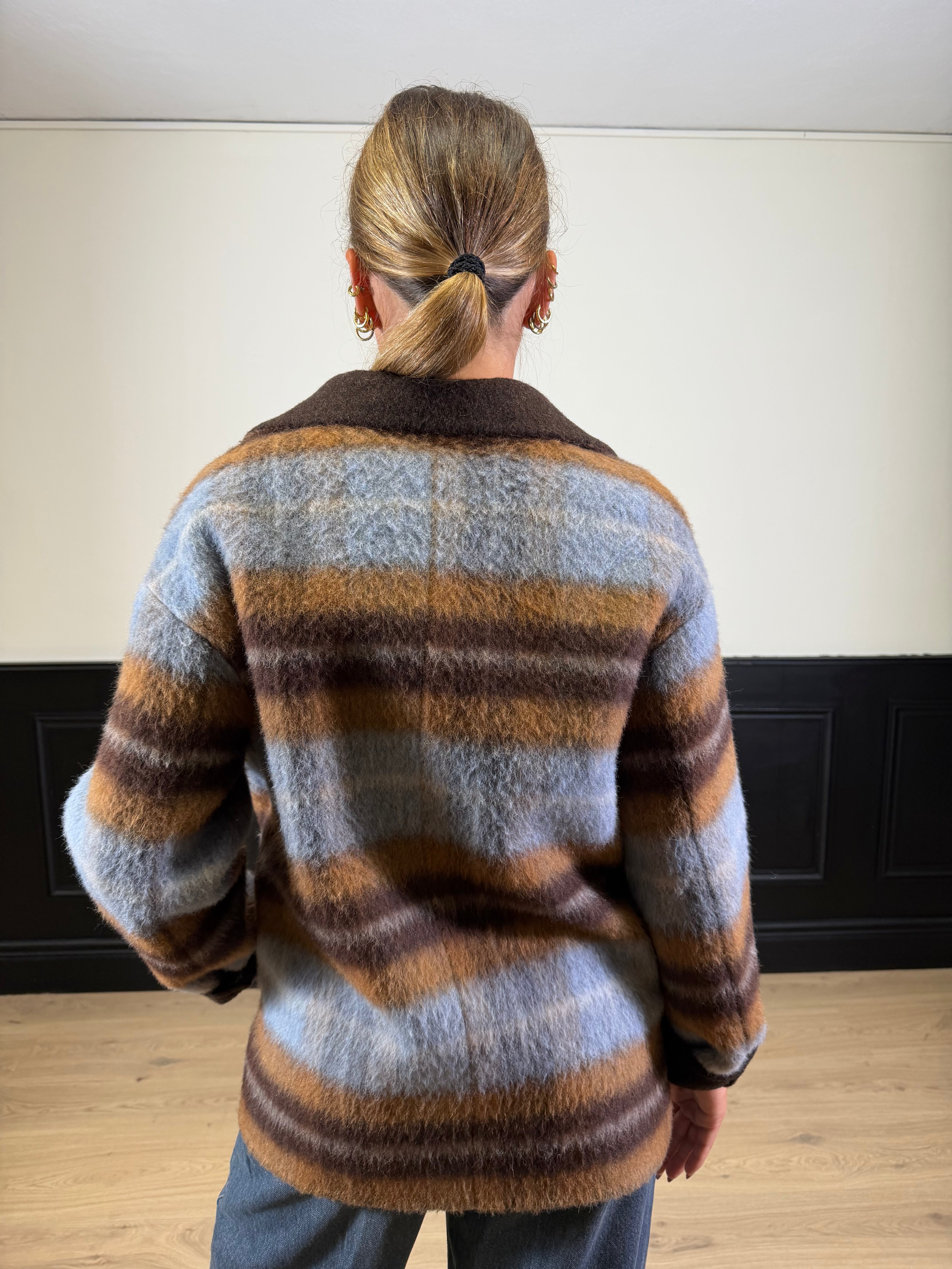 Cappotto check double face in lana
