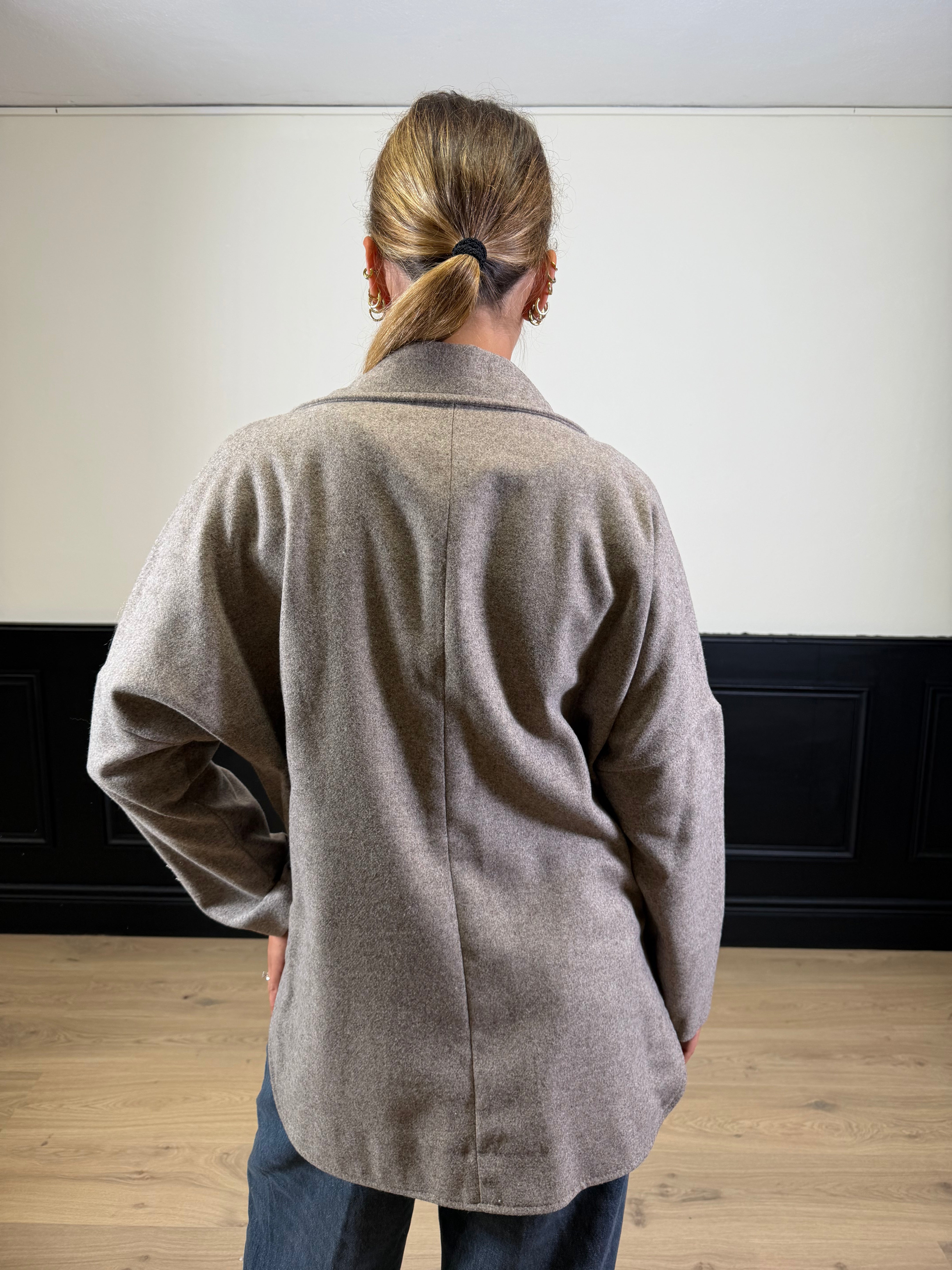 Giacca cappotto sfoderata misto lana