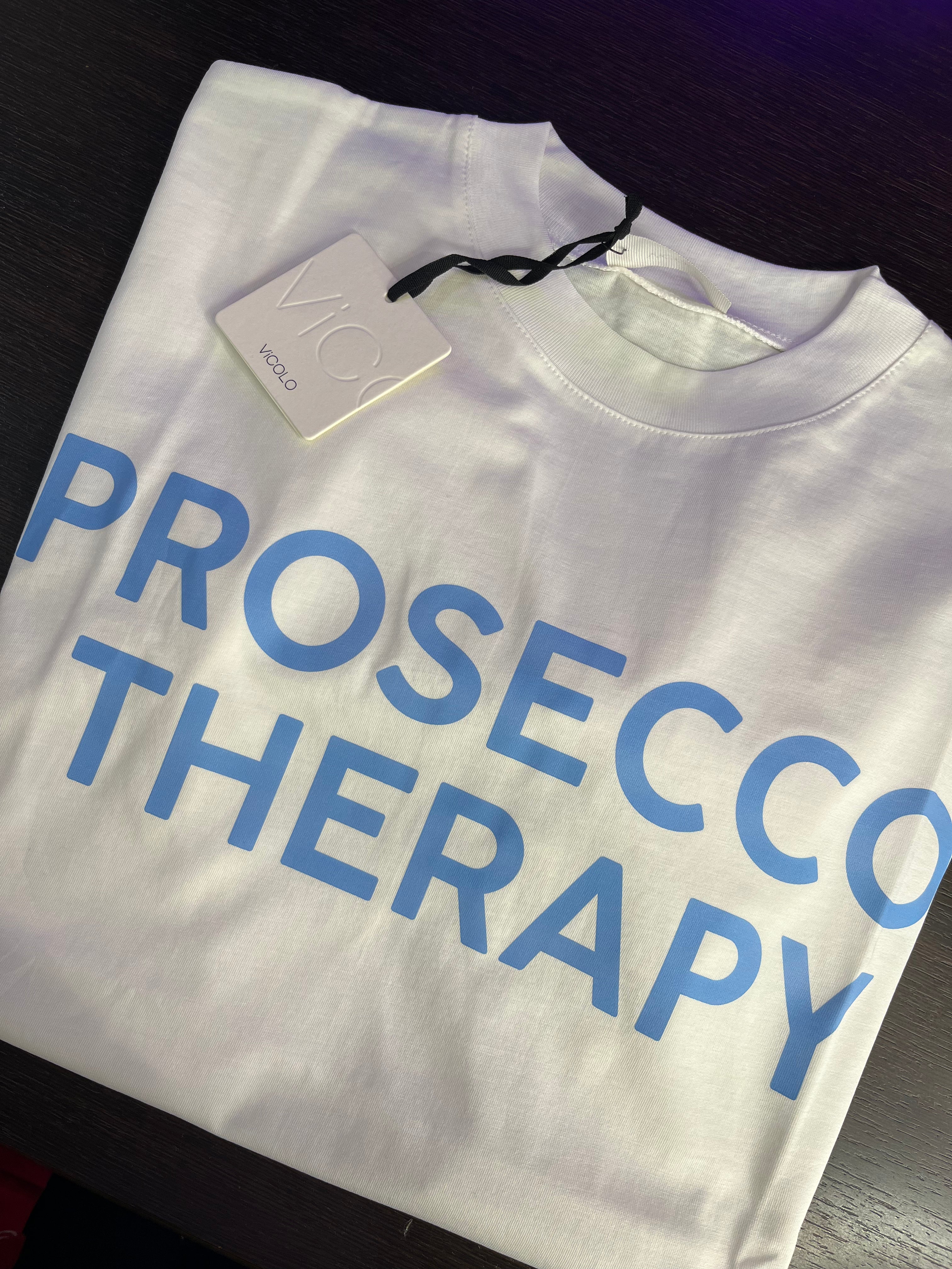 T-shirt over prosecco therapy