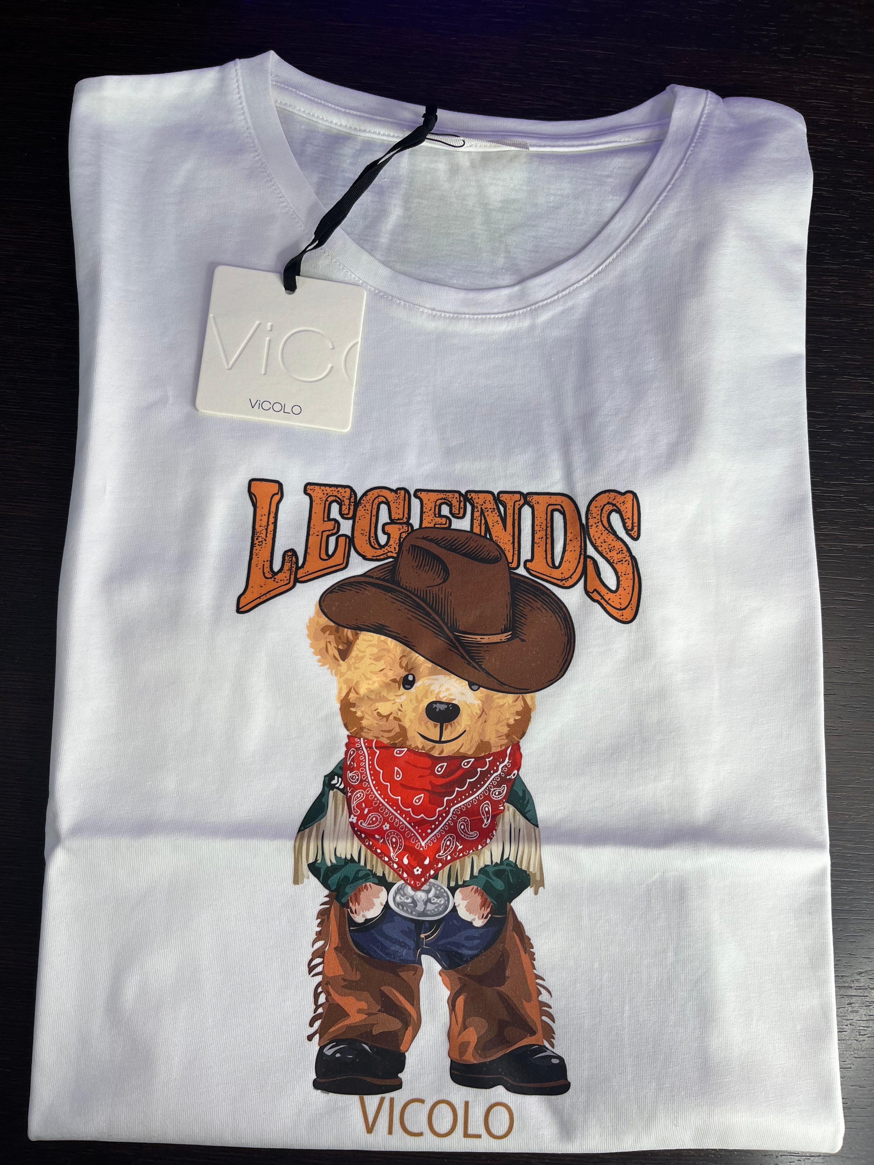 T-shirt stampa orsetto cowboy