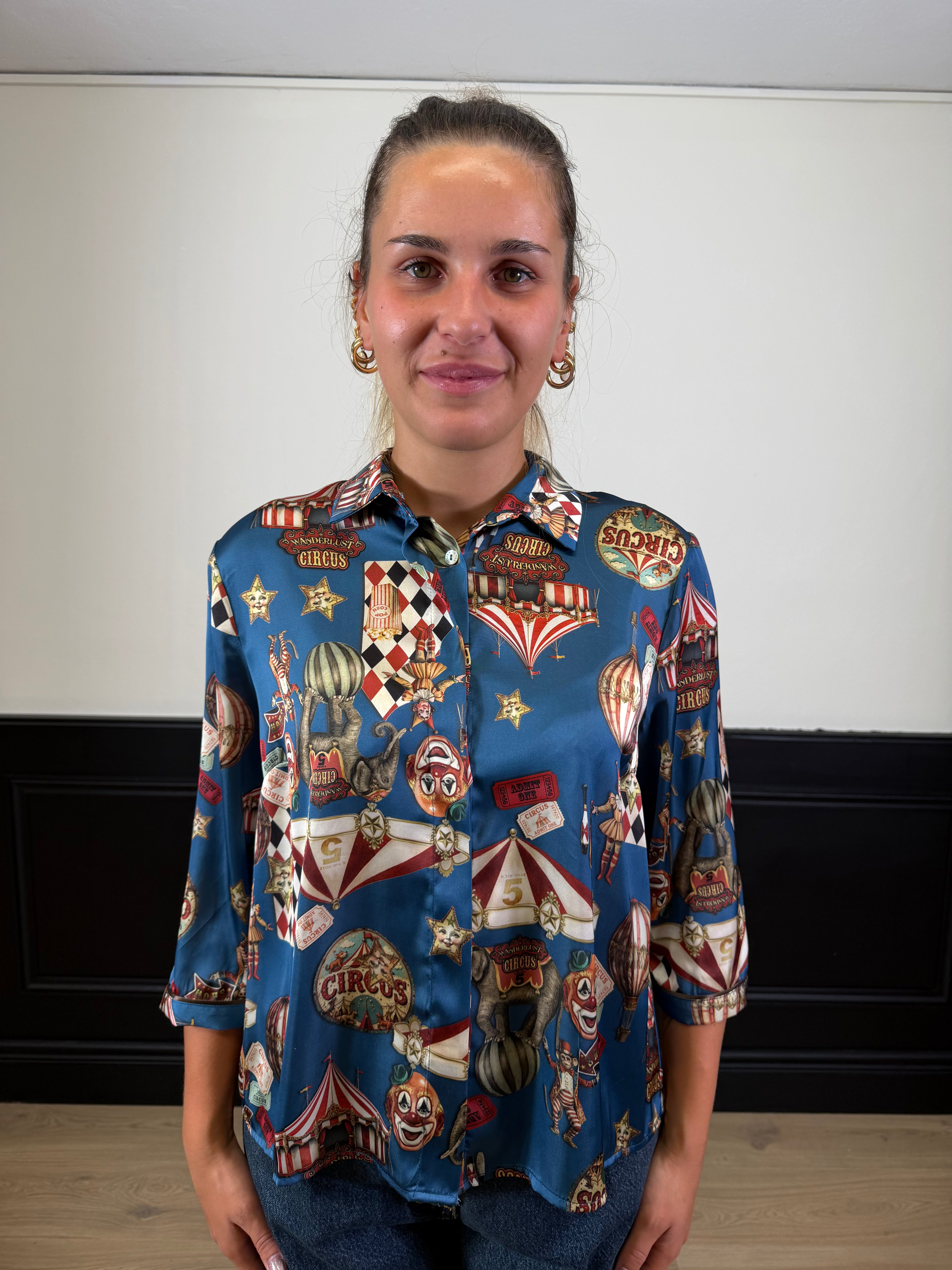 Camicia spoon fantasia circo blu