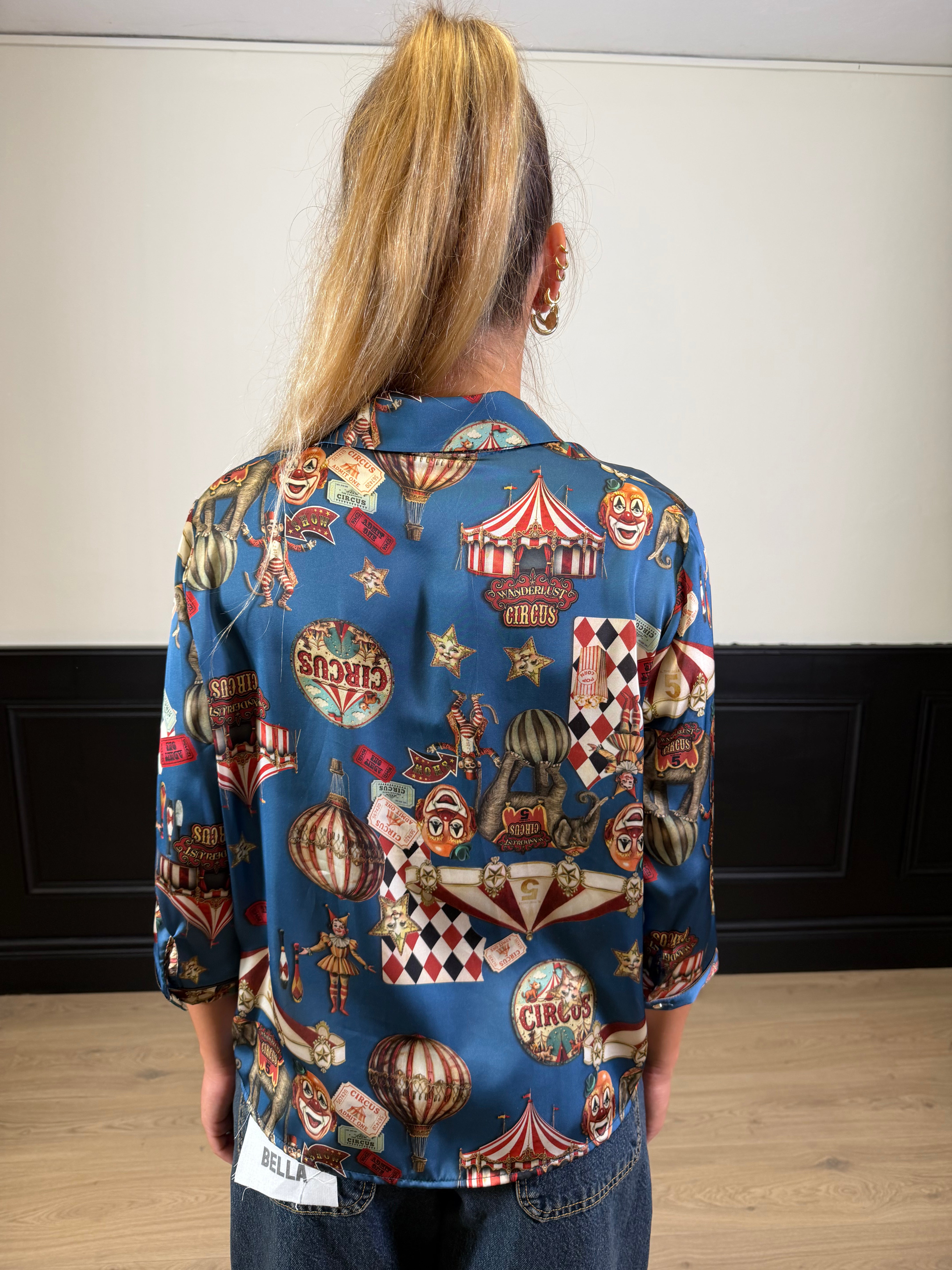 Camicia spoon fantasia circo blu
