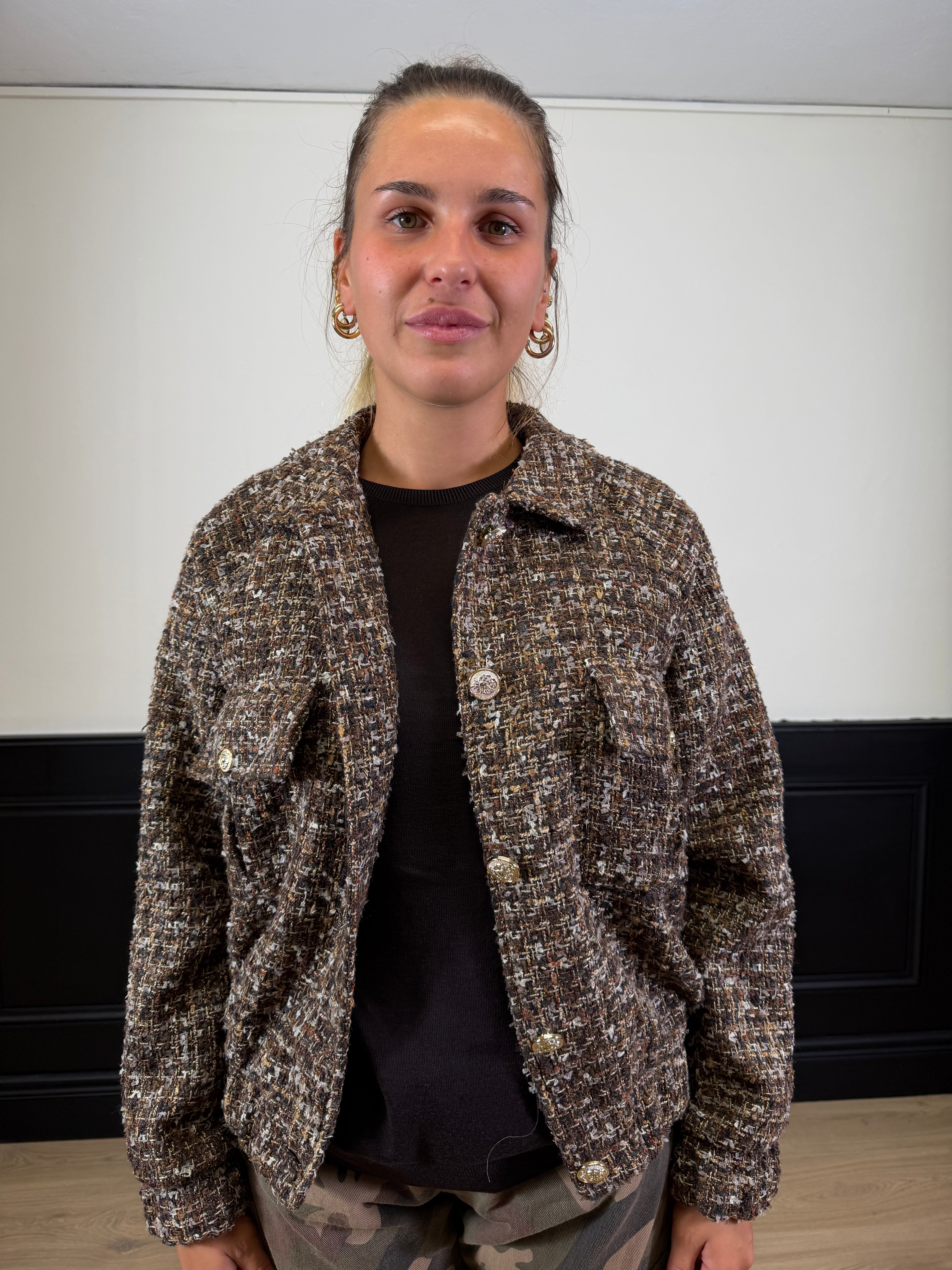 Bomber in tweed multicolor