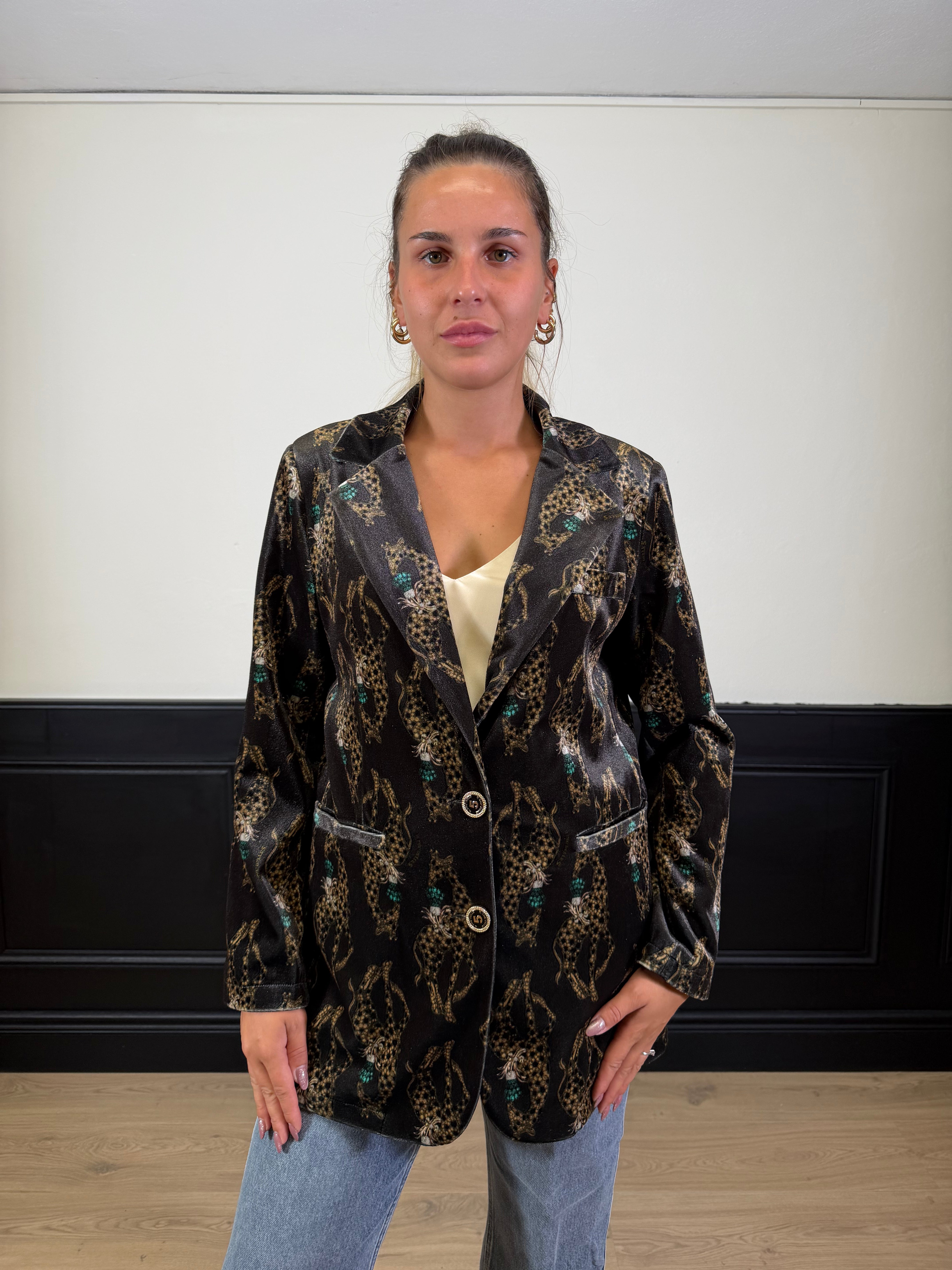Giacca Margie in velluto fantasia giraffa