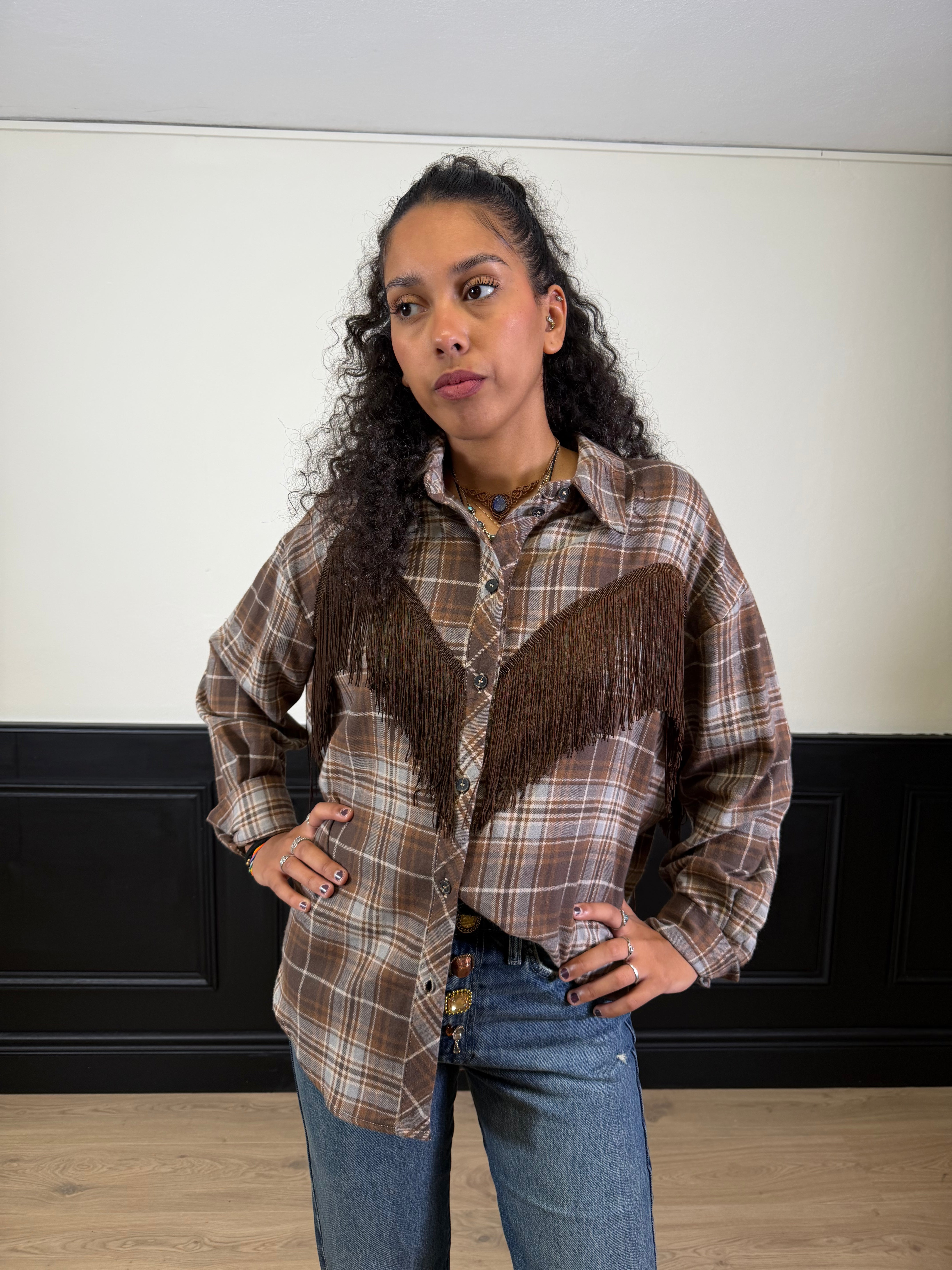 Camicia check con frange