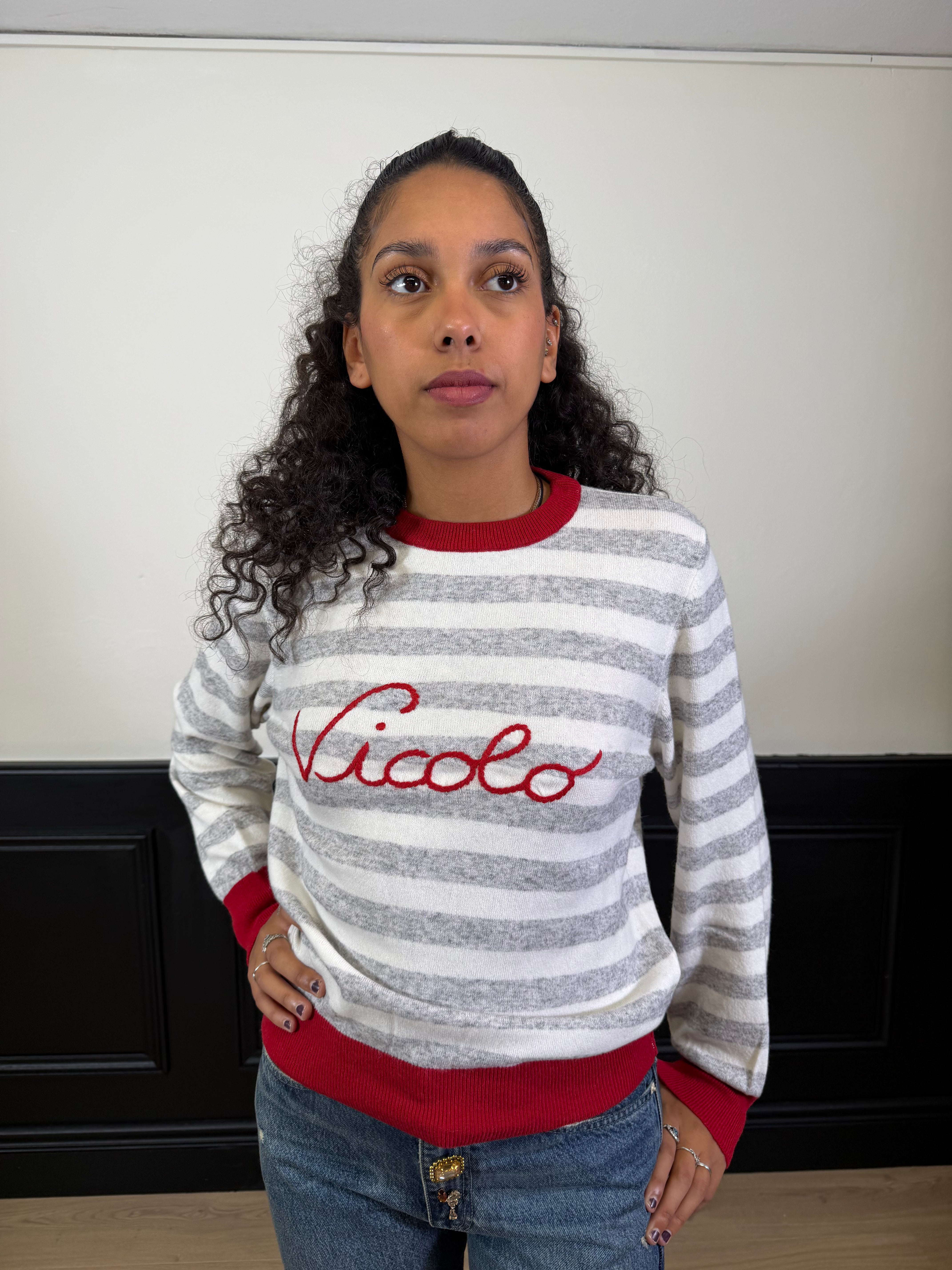 Pull righe grigio/rosso Vicolo