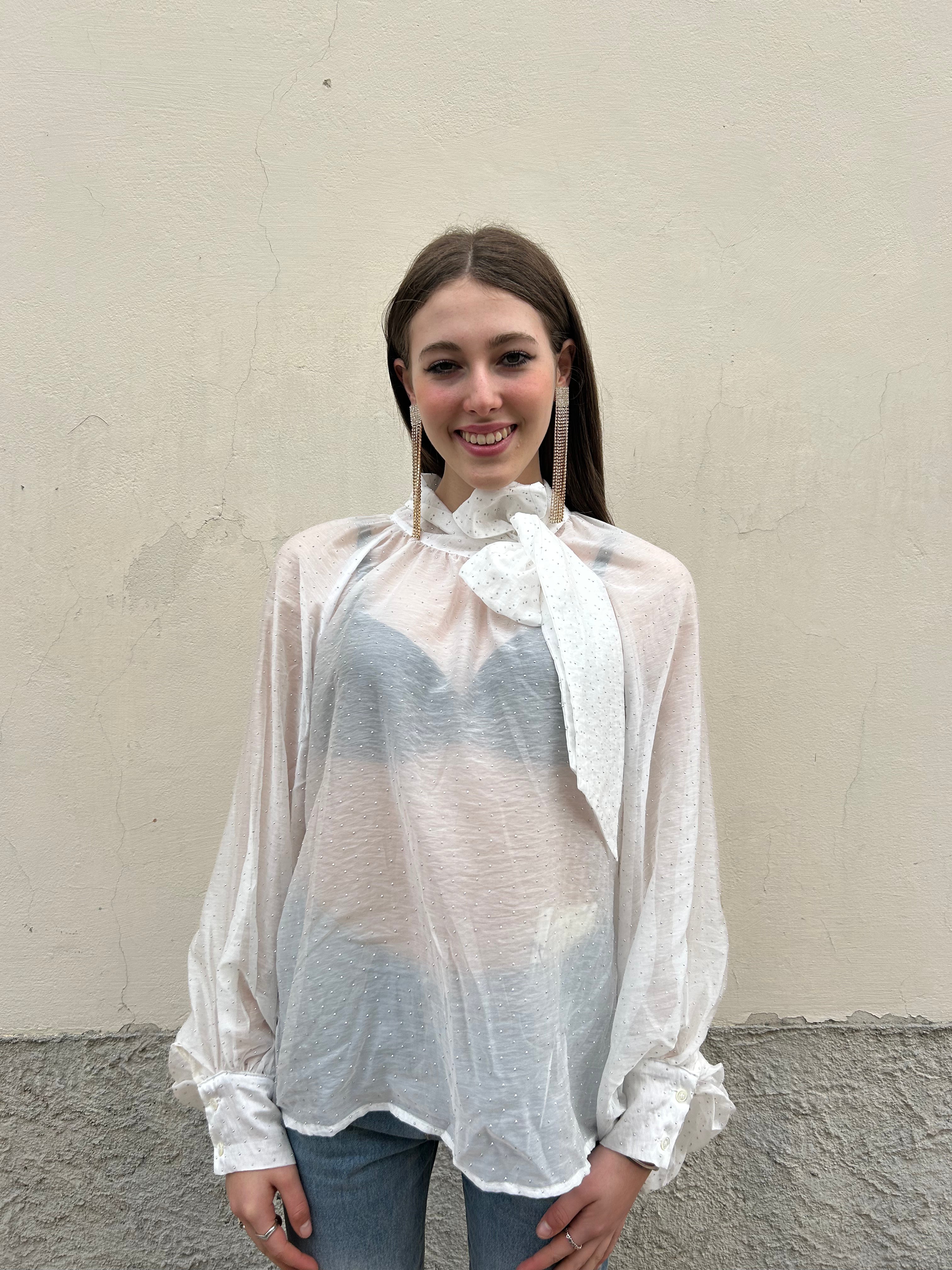 Camicia in organza con strass