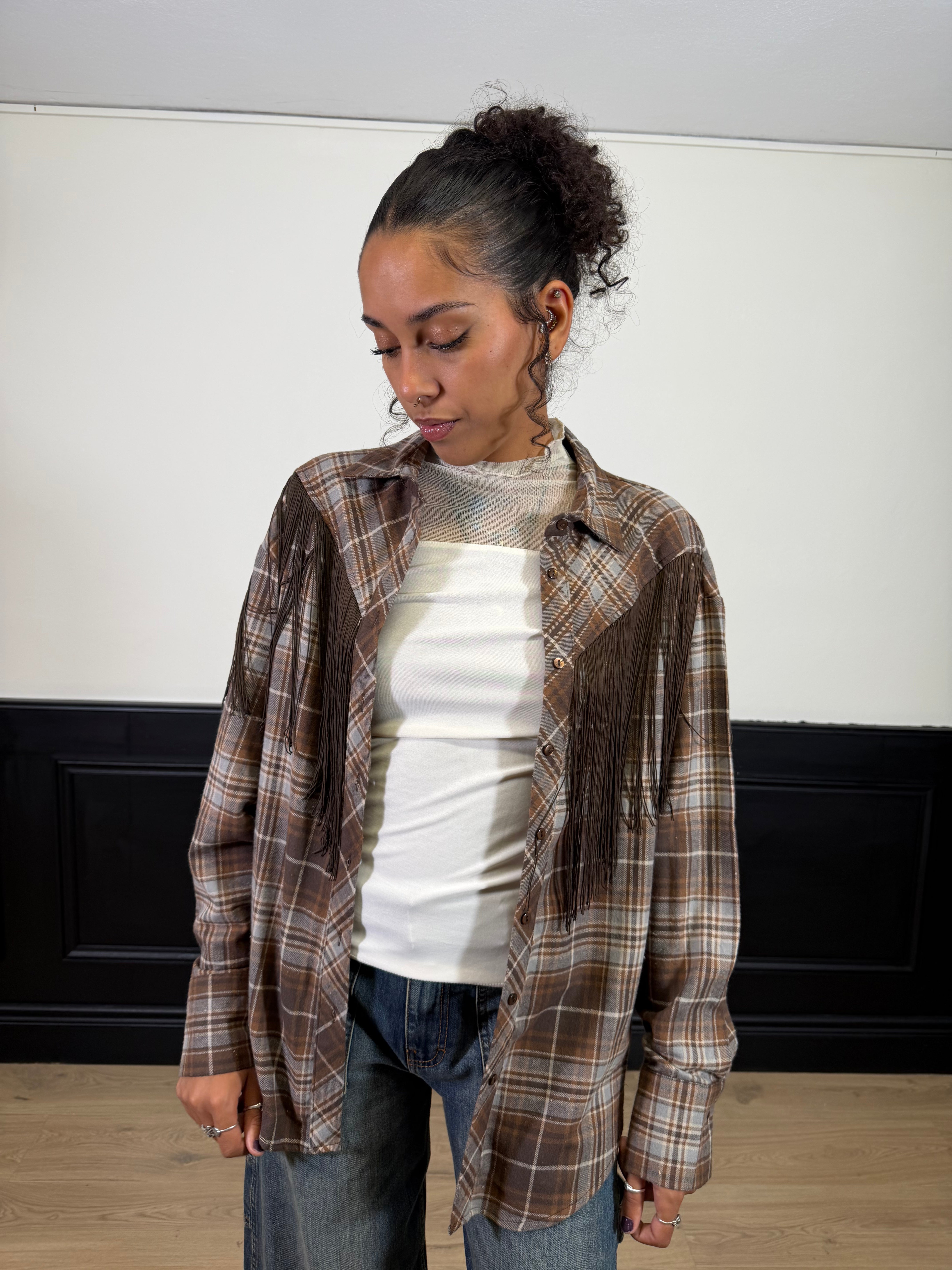 Camicia check con frange