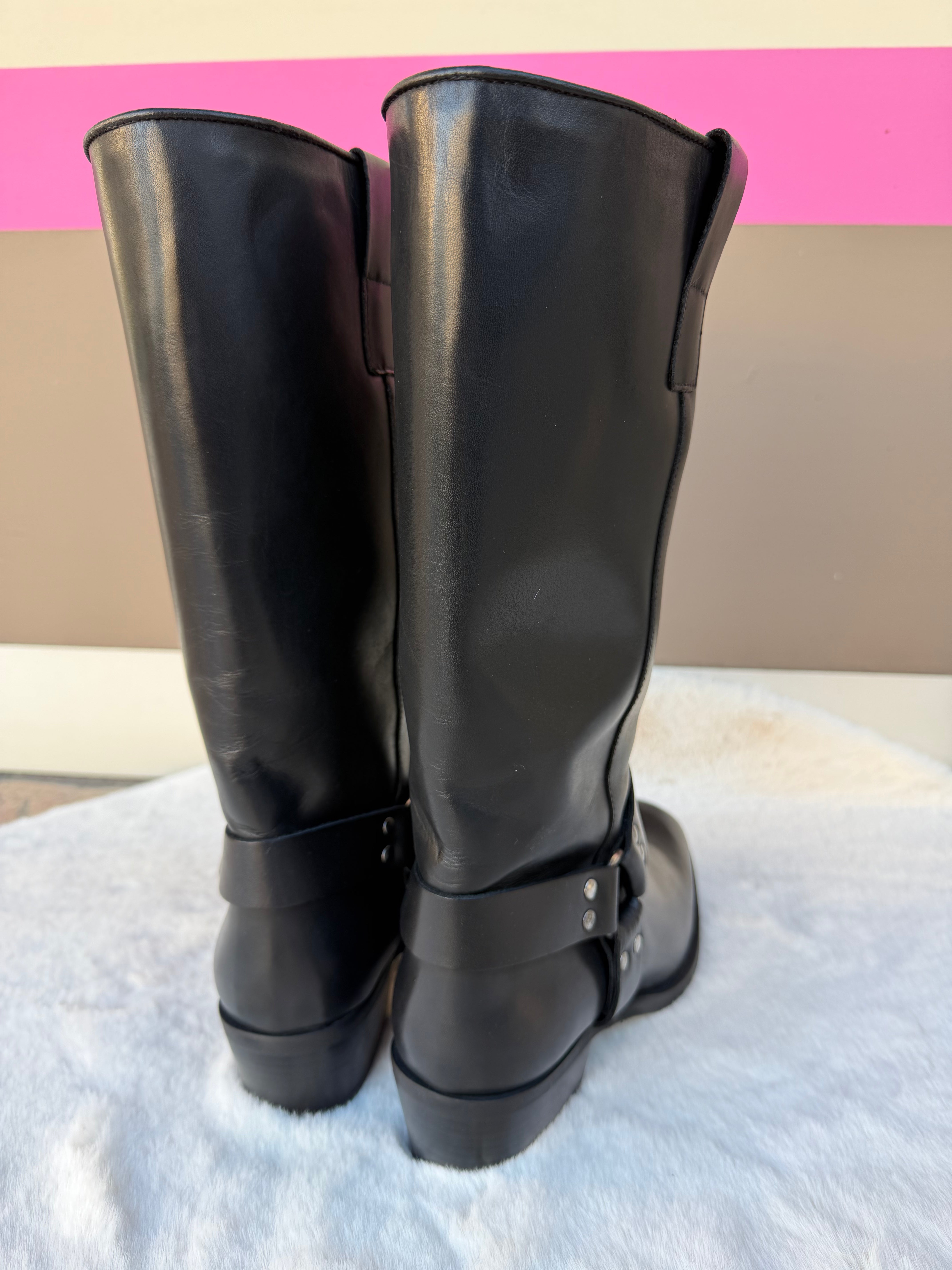Biker camperos in pelle nero