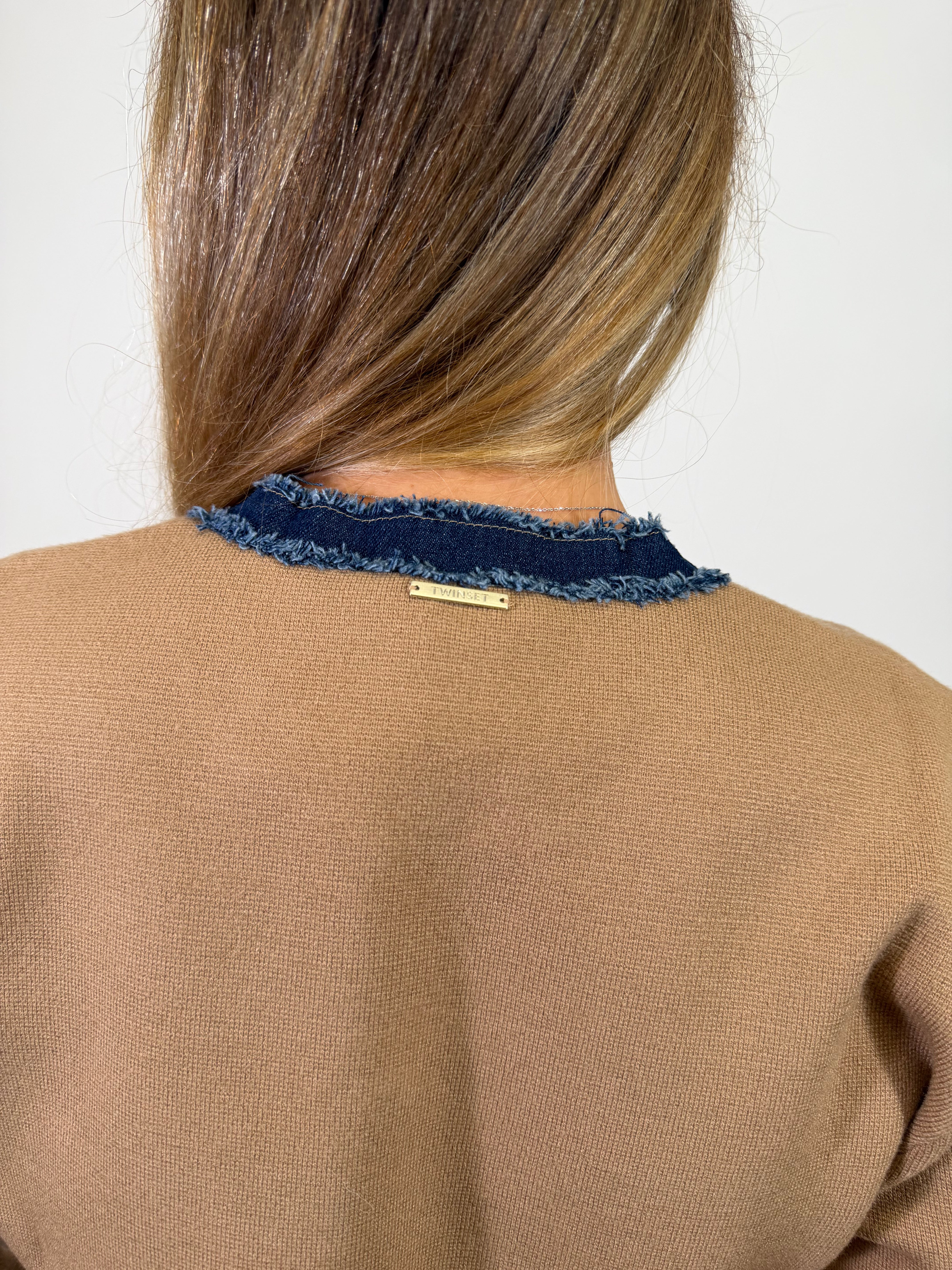 Cardigan con passamaneria jeans