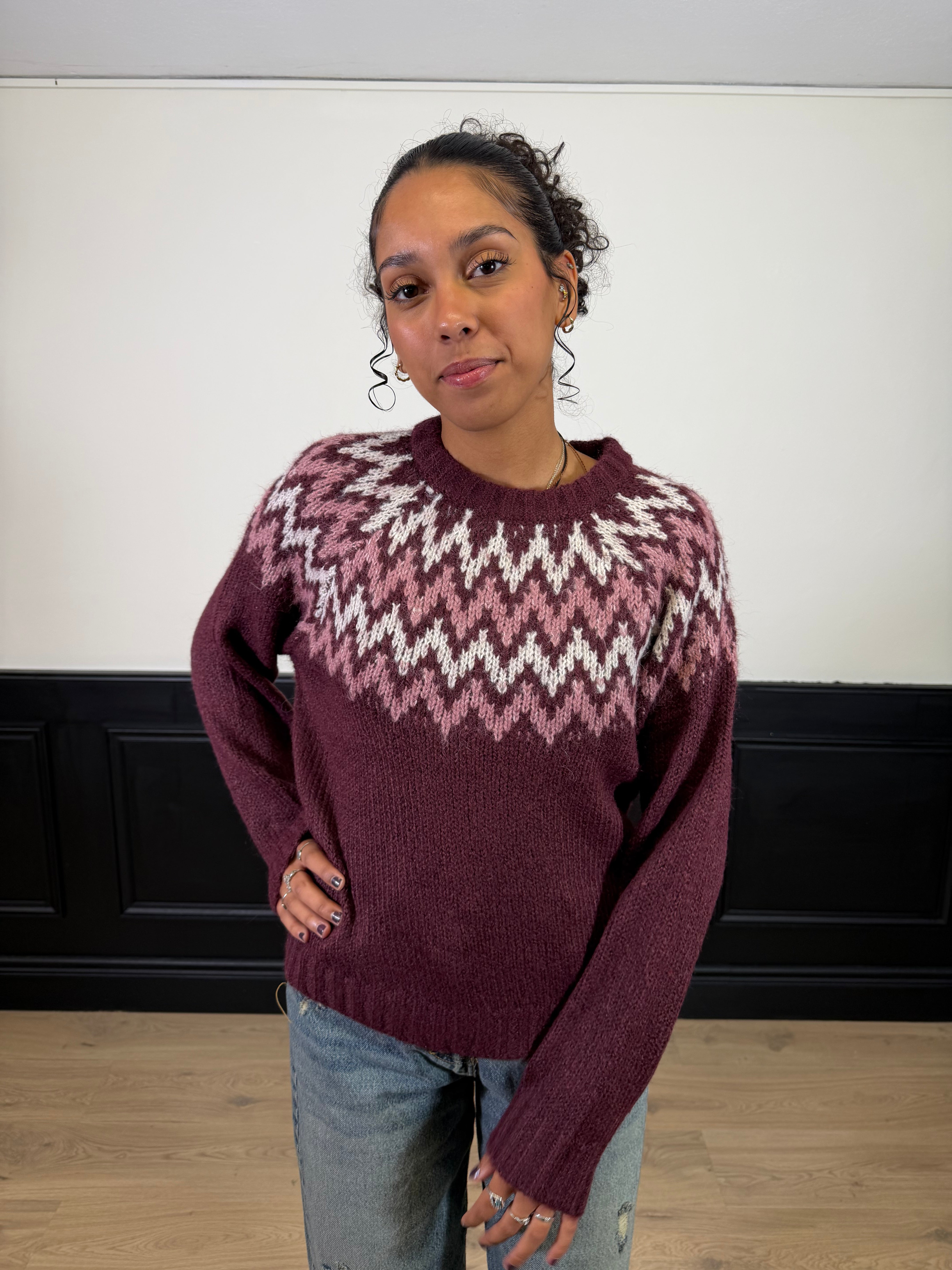 Pull rombi bordeaux