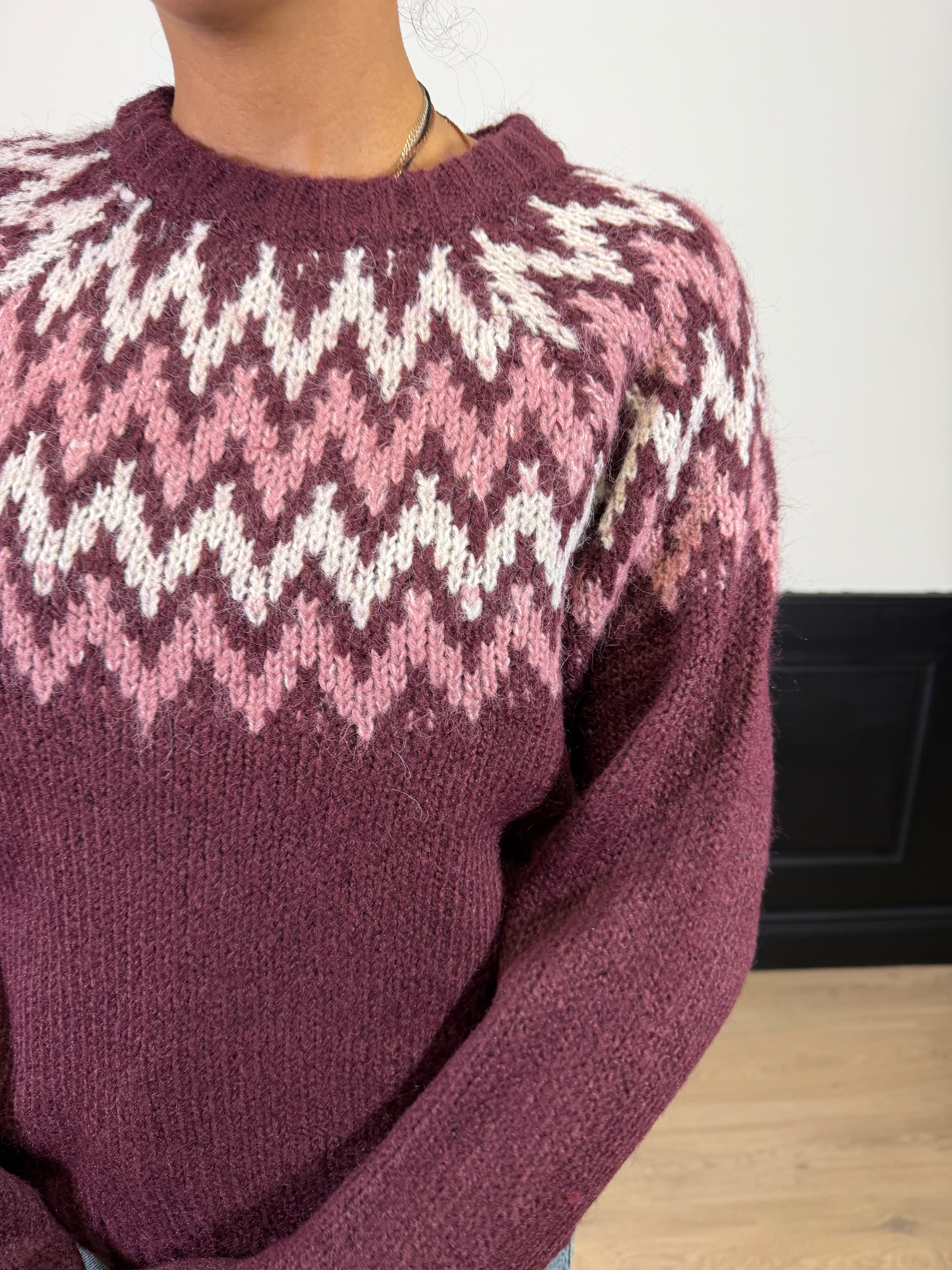 Pull rombi bordeaux
