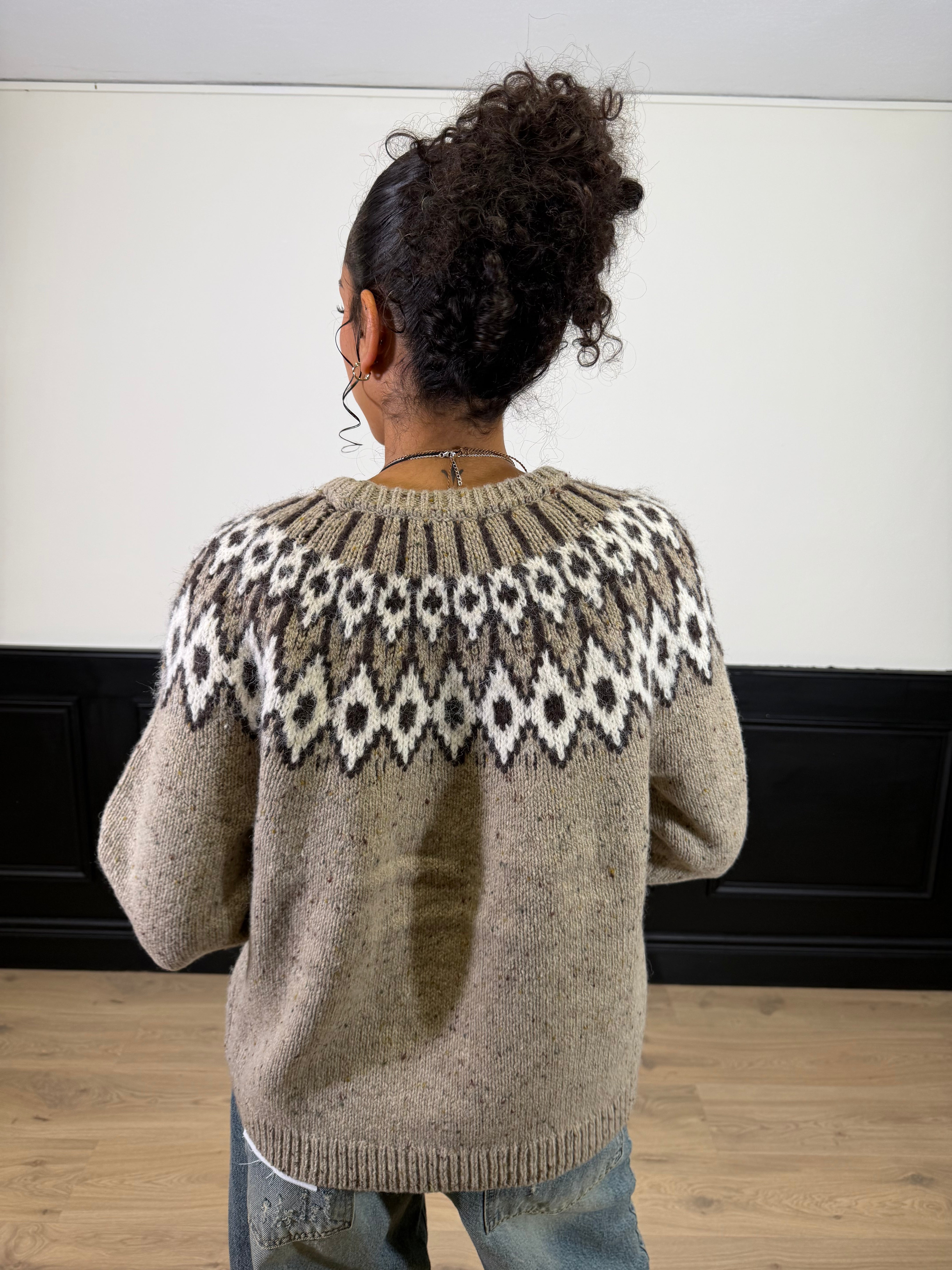 Pull rombi beige