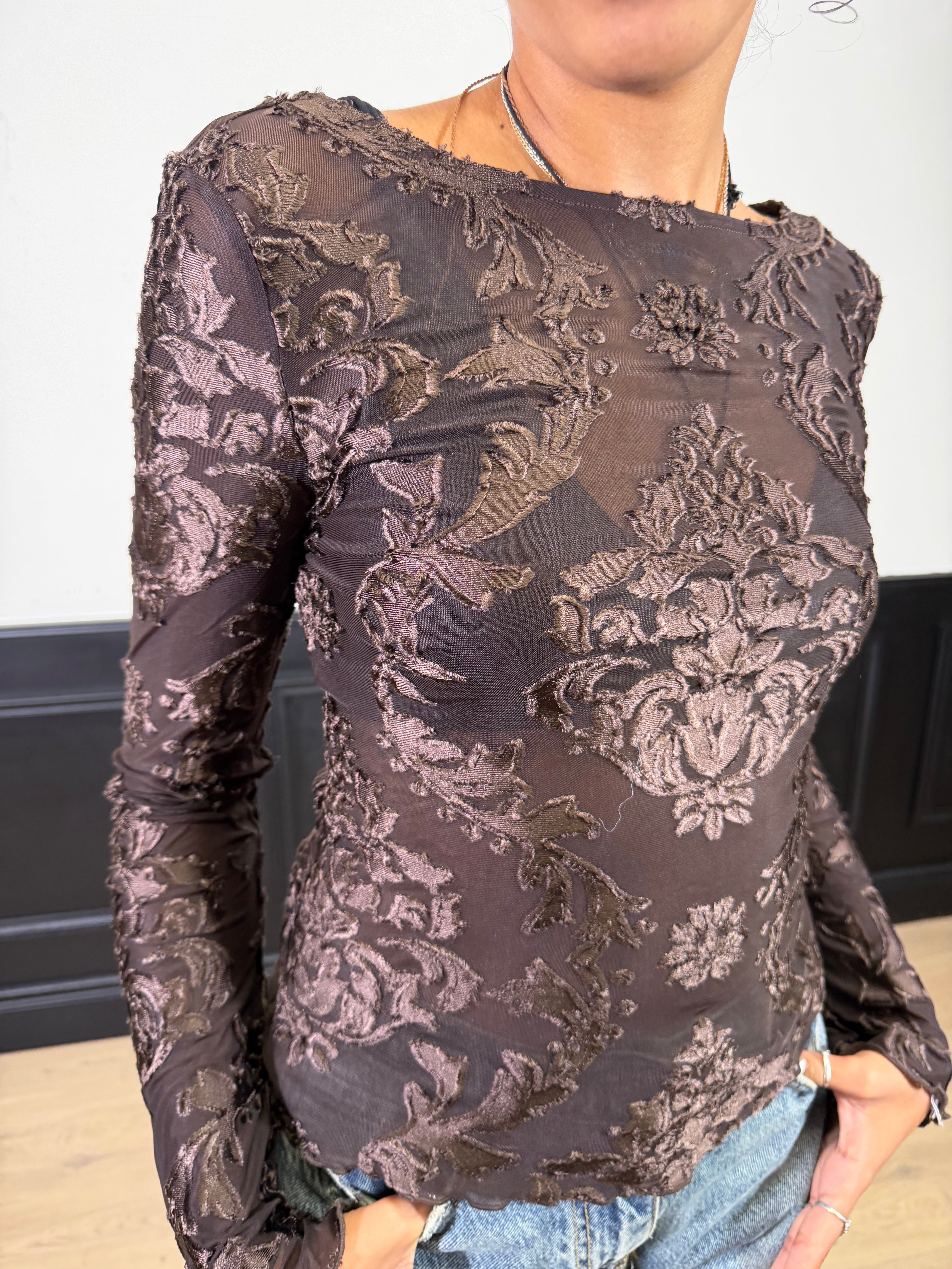 Maglia aderente damascata