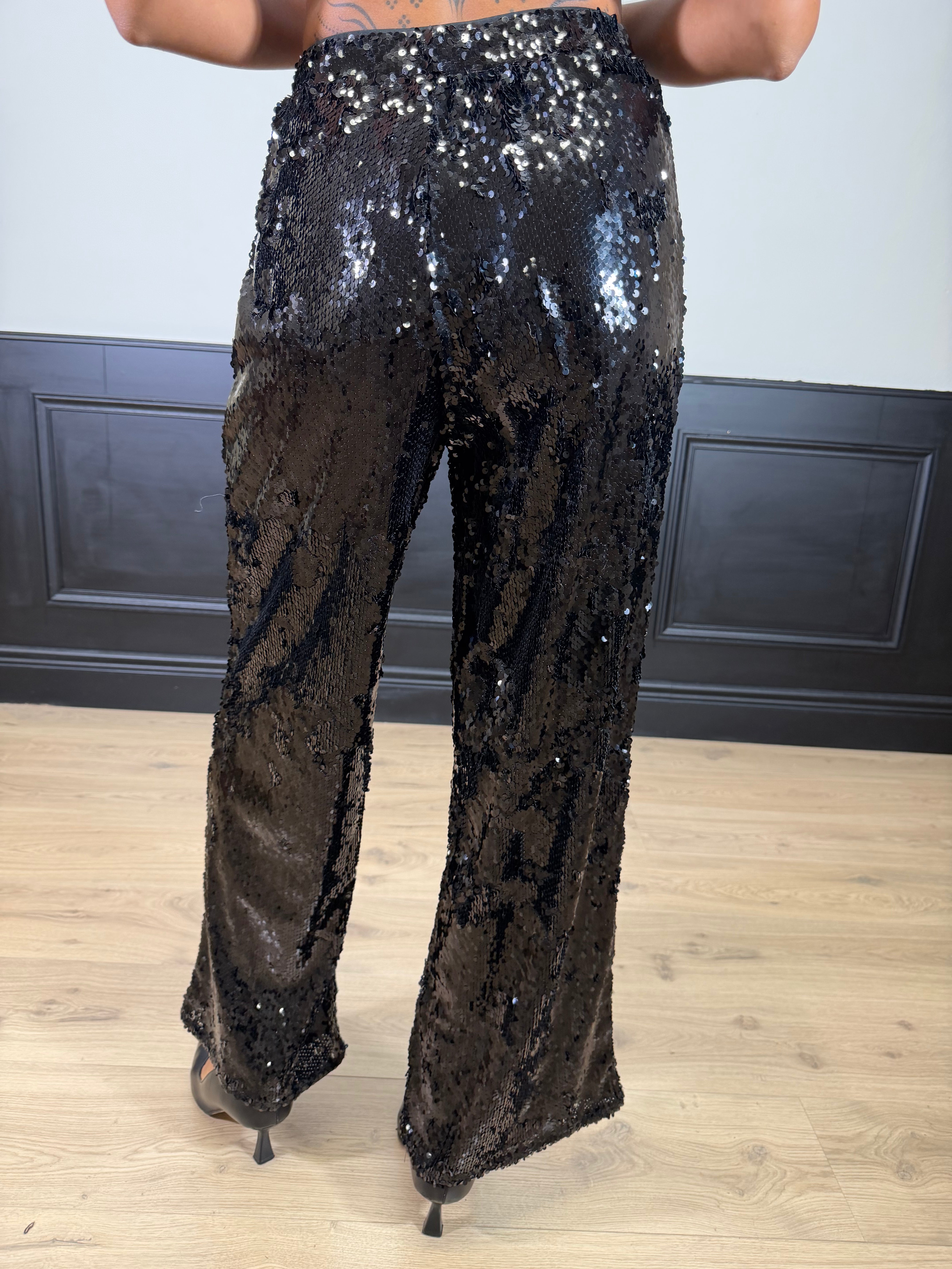 Pantalone largo paillettes